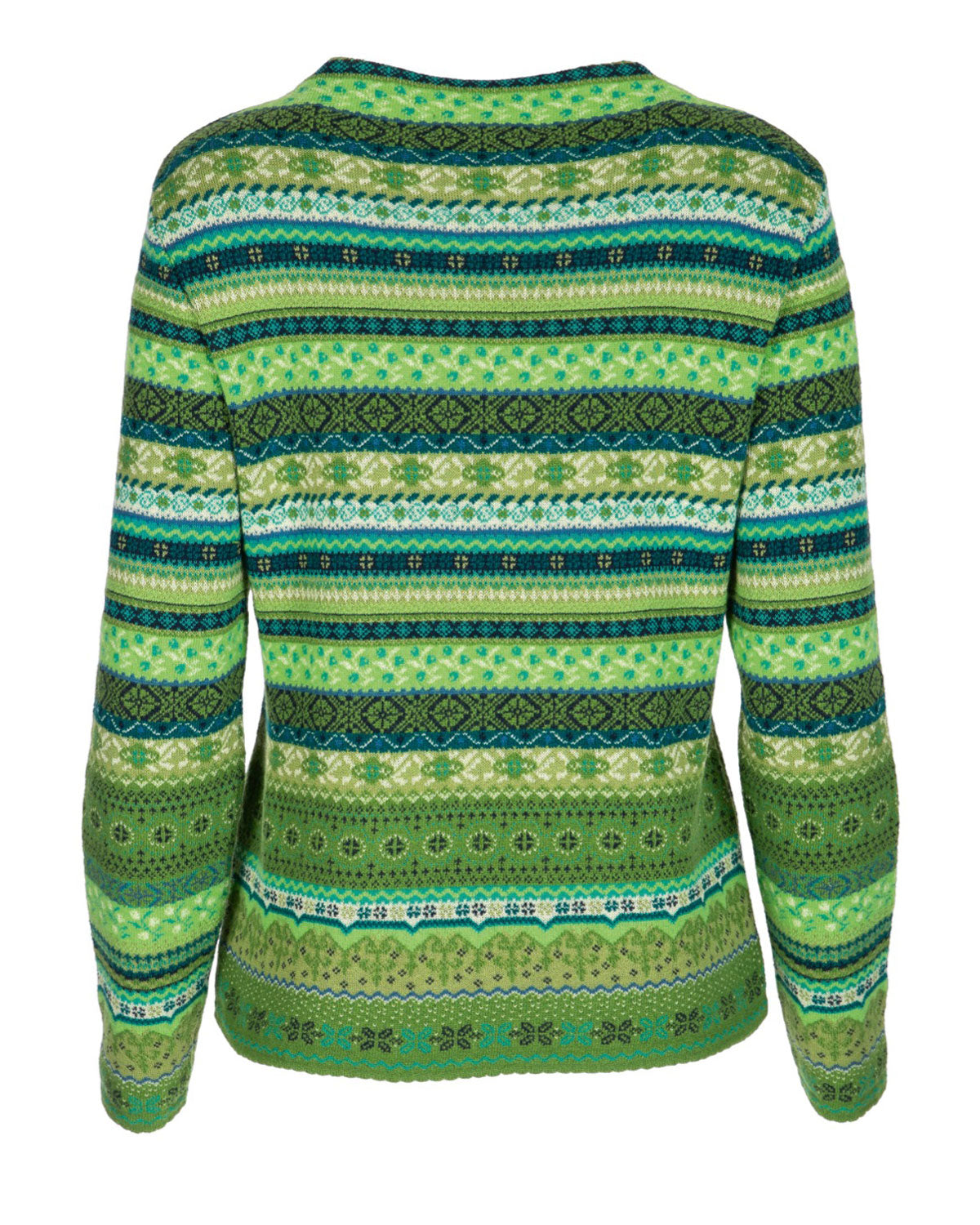 Dunque Damen Jacquard Kelchkragen Pullover Wolle Bio Baumwolle