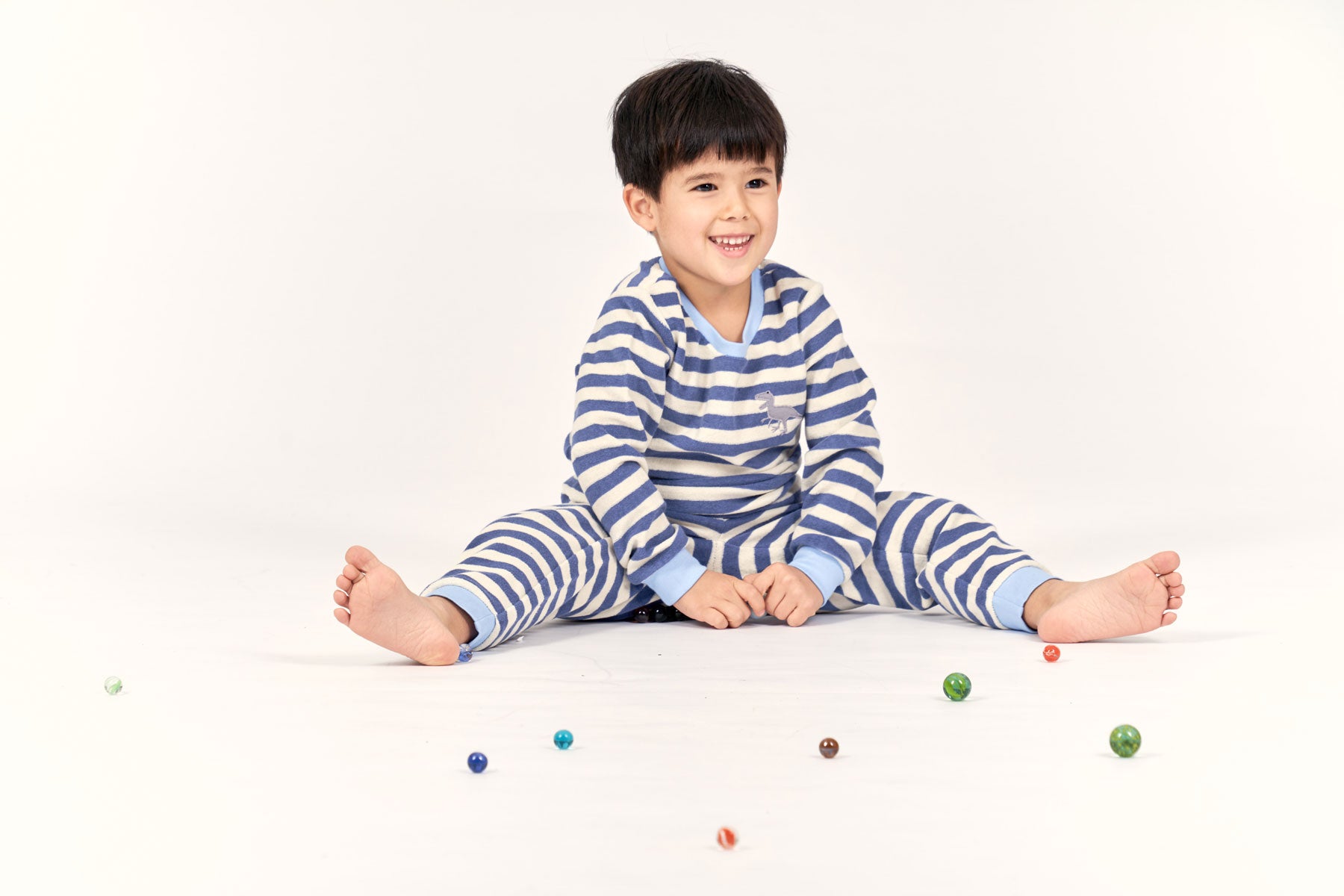 Sense Organics Frottee Kinder Ringel Schlafanzug Bio Baumwolle