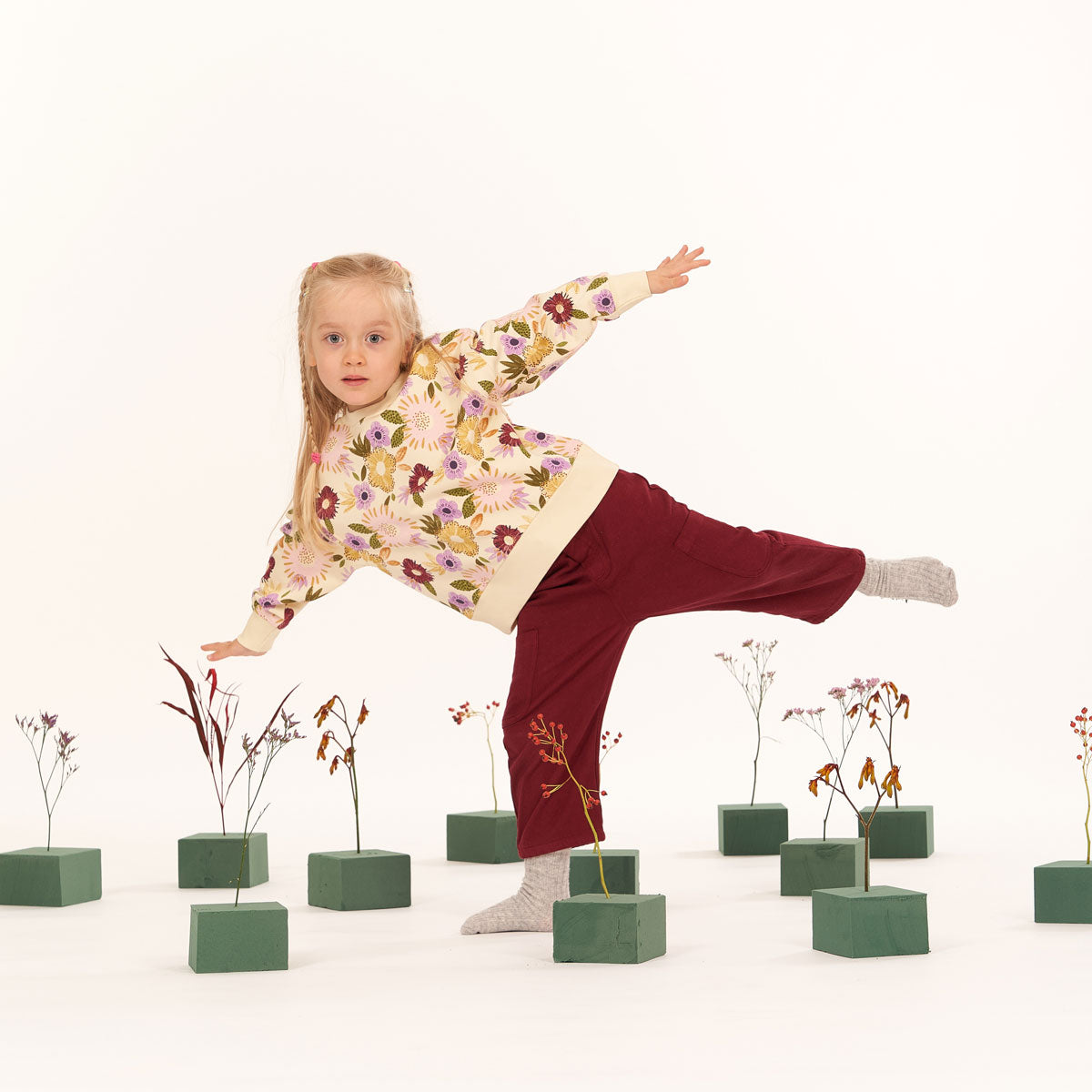Kinder Sweatshirt Blumen Muster Bio Baumwolle