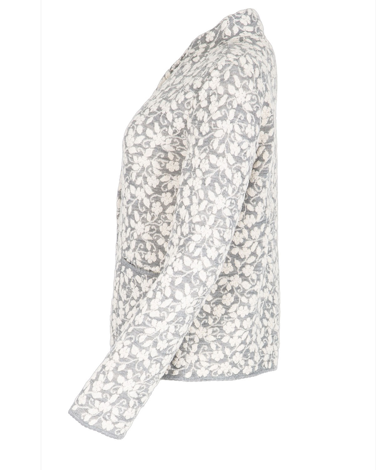 Jacquard-Jacke Hochbund Cloqué Schurwolle (kbT) Baumwolle (Bio)