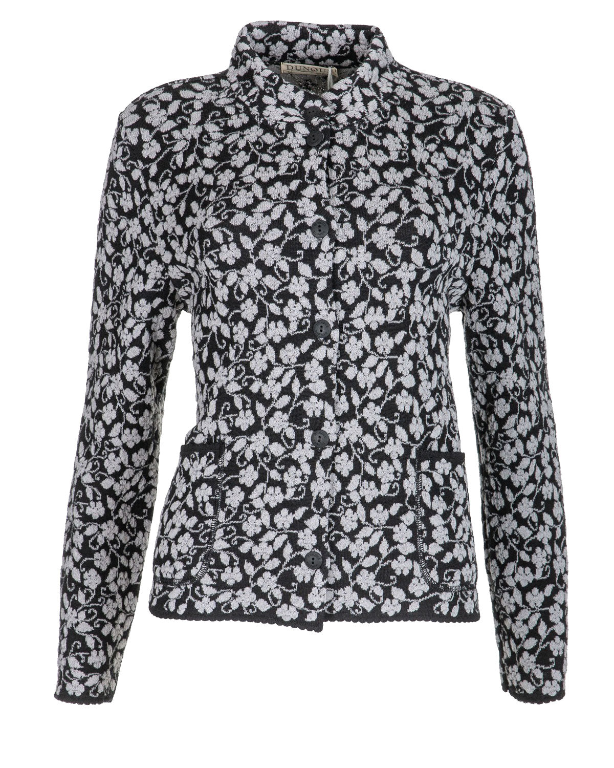 Jacquard-Jacke Hochbund Cloqué Schurwolle (kbT) Baumwolle (Bio)