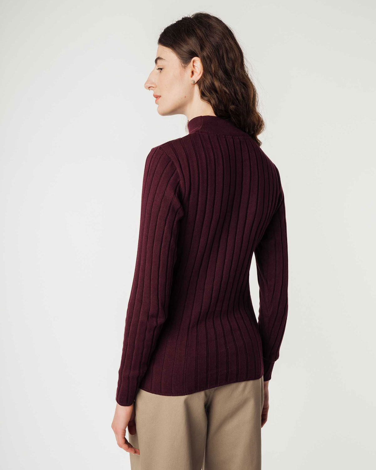 Mela Damen Bio Baumwolle Strickpullover mit Mockneck