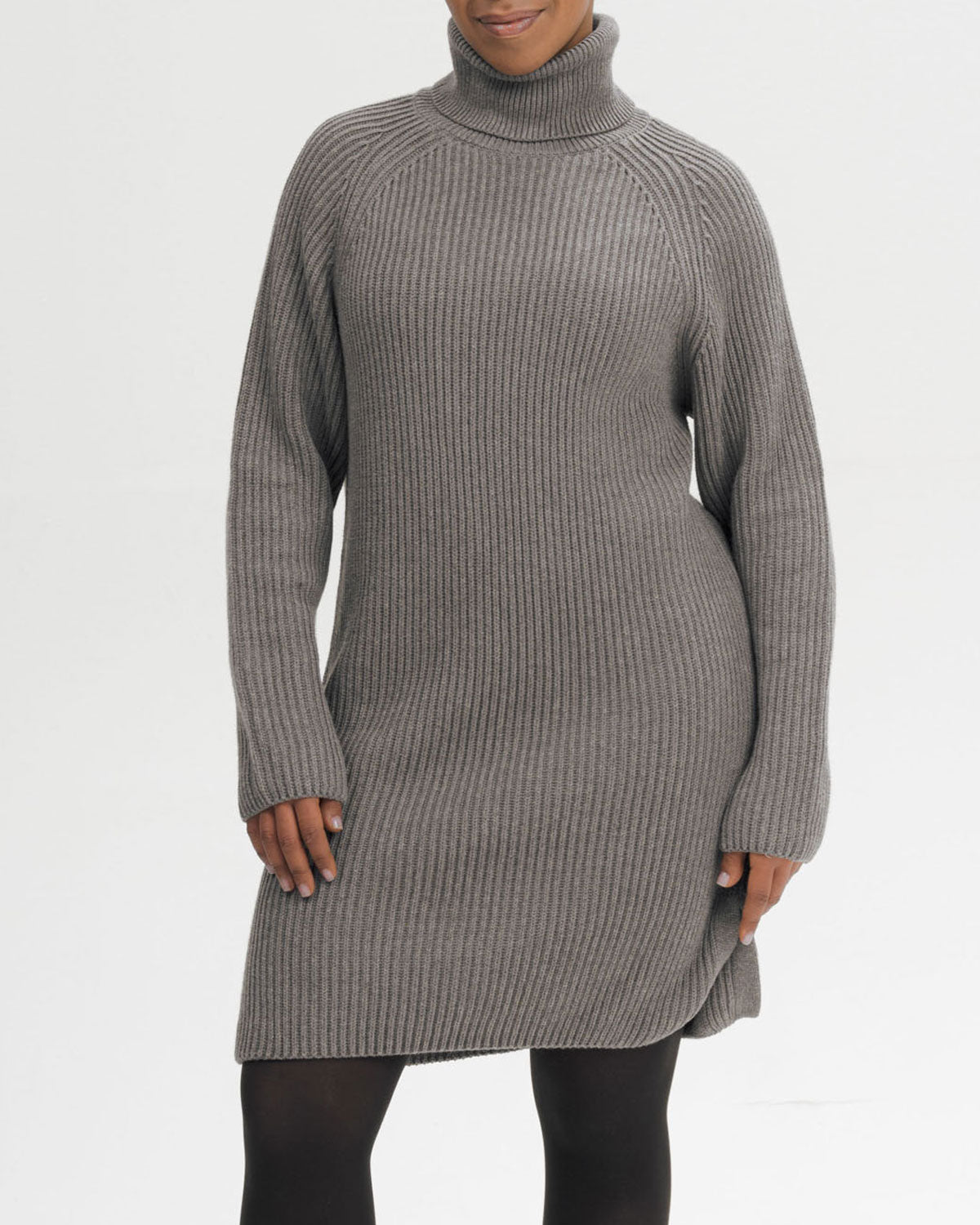 Mela Damen Rippstrick Rollkragenkleid Bio Baumwolle