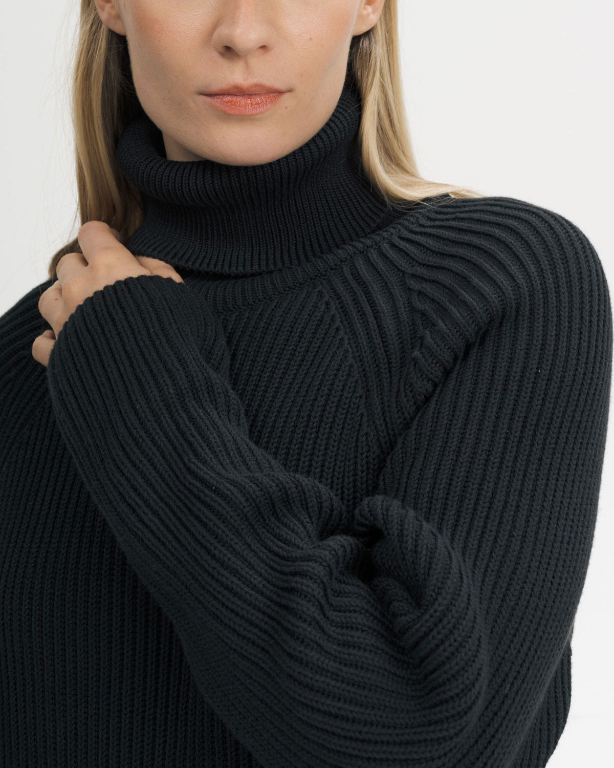 Mela Damen Rippstrick Rollkragenkleid Bio Baumwolle