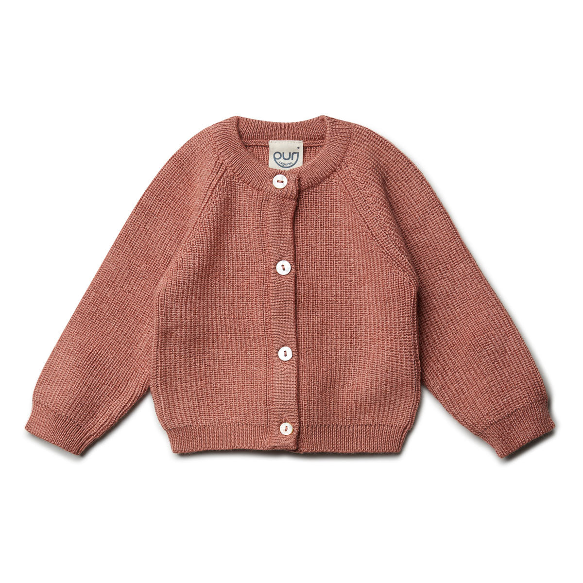 Puri Organic Baby Cardigan Jacke Perlfangstrick Merino Wolle Seide