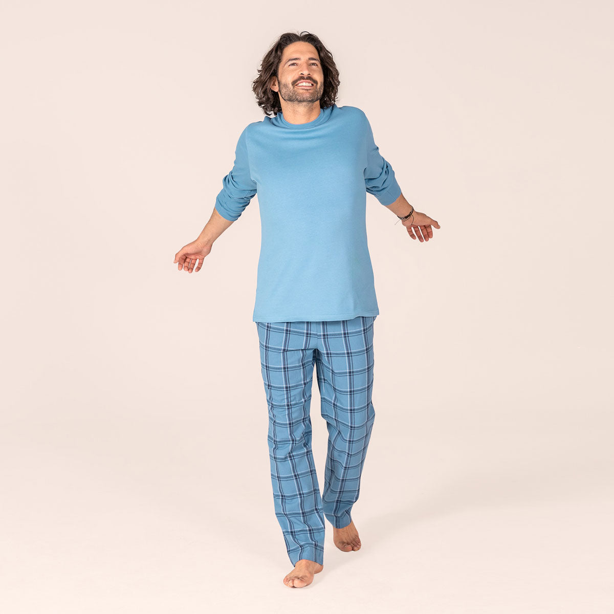 Living Crafts Herren Pyjama Schlafanzug Bio Baumwolle