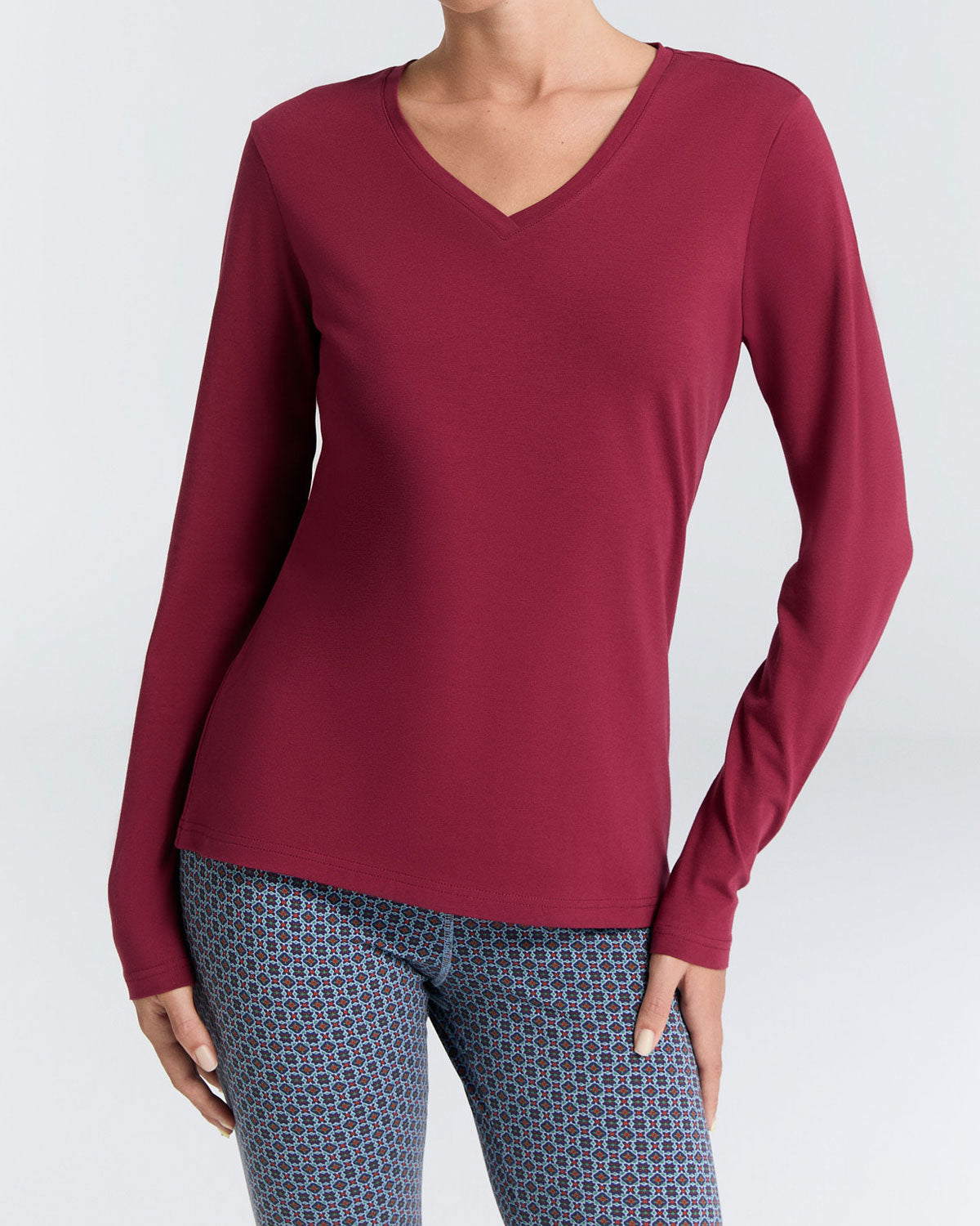 Leela Cotton Damen V-Neck Shirt Bio Baumwolle Elasthan