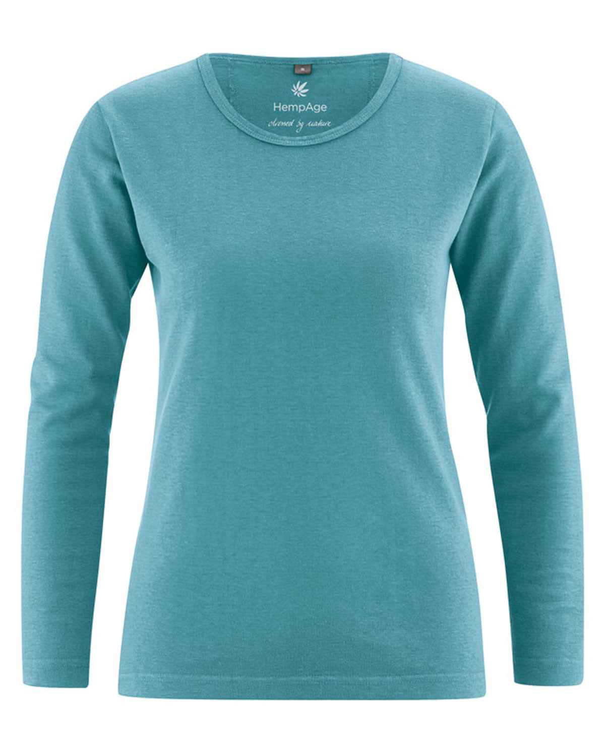 Hempage Damen Langarm Basic Shirt Hanf Bio Baumwolle