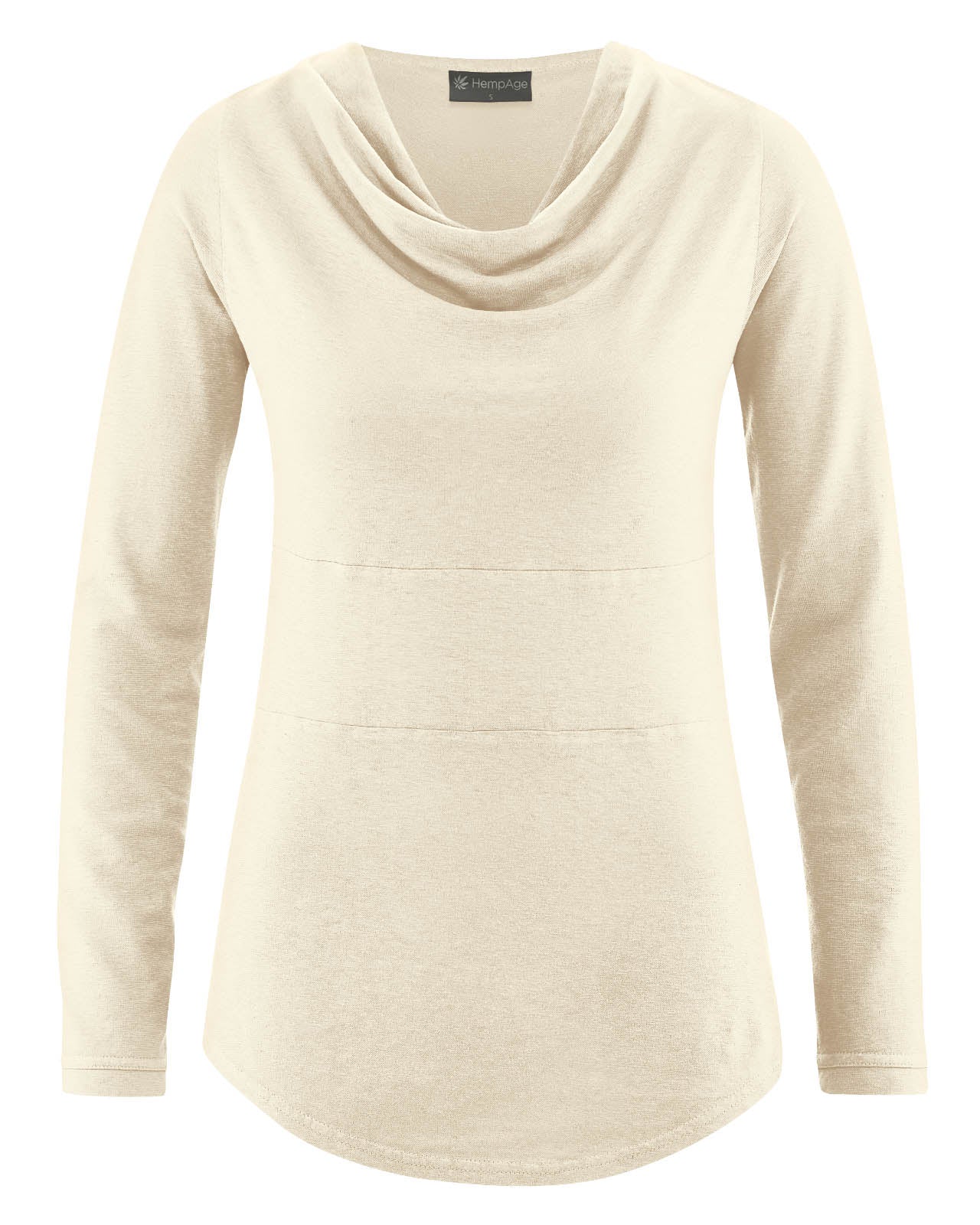 Hempage Damen Shirt Wasserfallkragen Hanf Bio Baumwolle