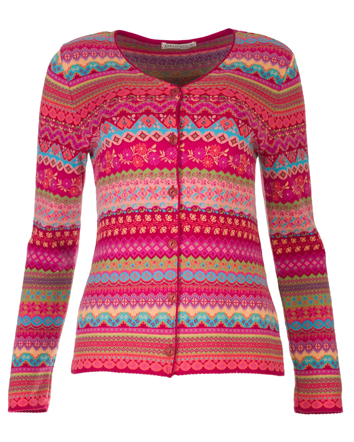 Dunque Damen Jacquard-Strickjacke Bio Baumwolle