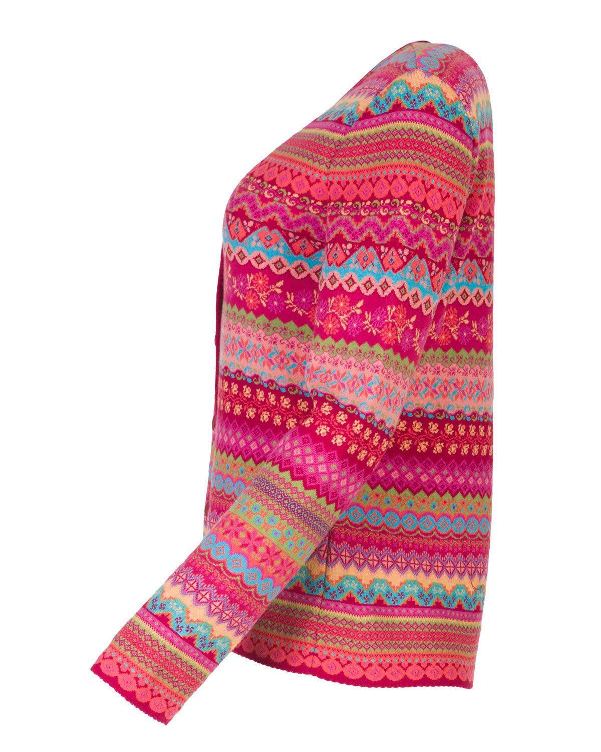 Dunque Damen Jacquard-Strickjacke Bio Baumwolle