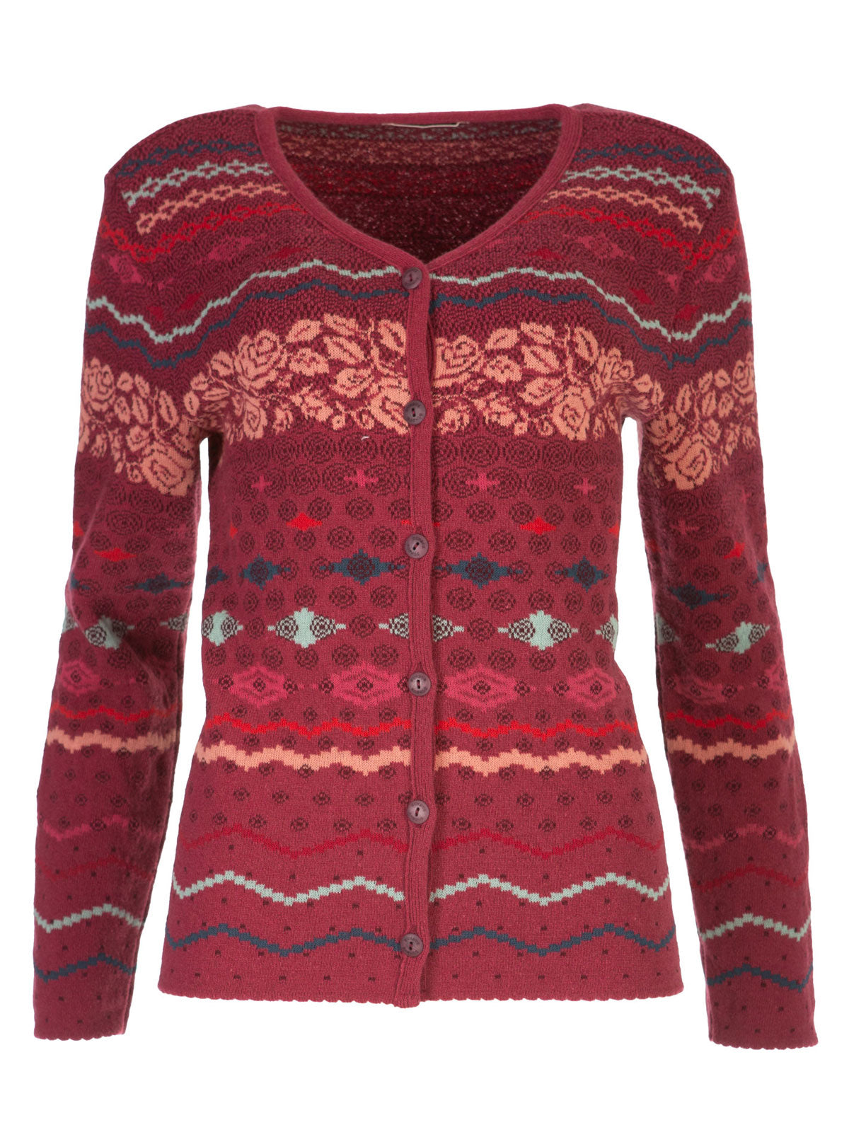 Dunque Damenjacke mit Jacquard-Muster Wolle Bio Baumwolle