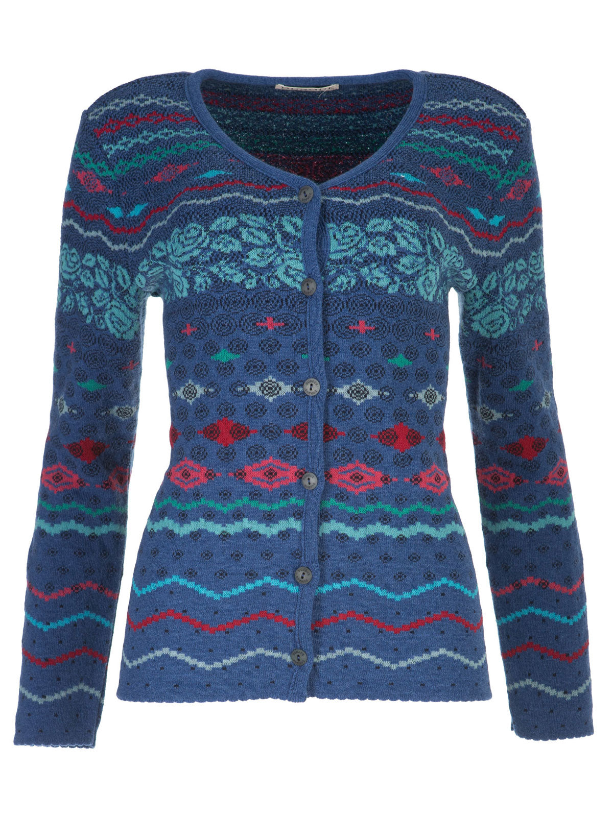 Dunque Damenjacke mit Jacquard-Muster Wolle Bio Baumwolle