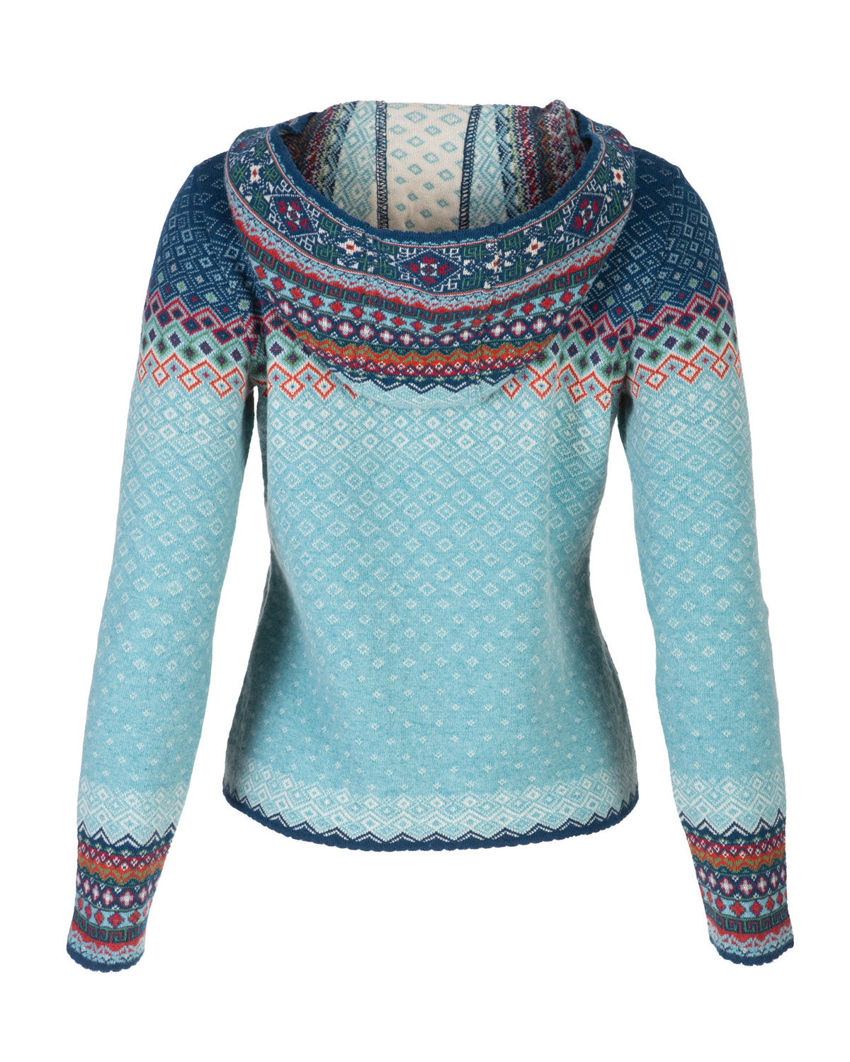 Jacquard Kapuzen Jacke 2 Wege RV Wolle Bio Baumwolle