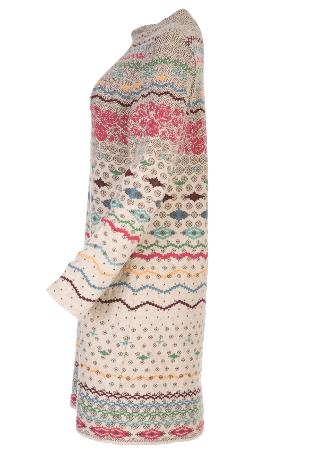 Dunque Jacquard Kleid erhöhte Kragen Wolle Bio Baumwolle
