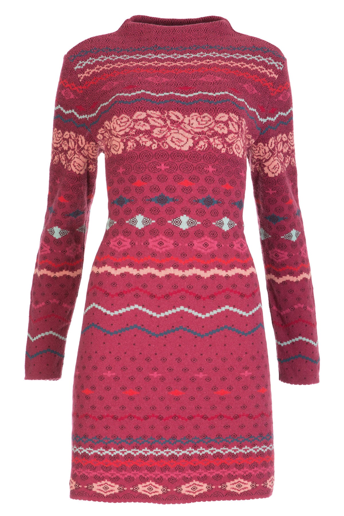 Dunque Jacquard Kleid erhöhte Kragen Wolle Bio Baumwolle