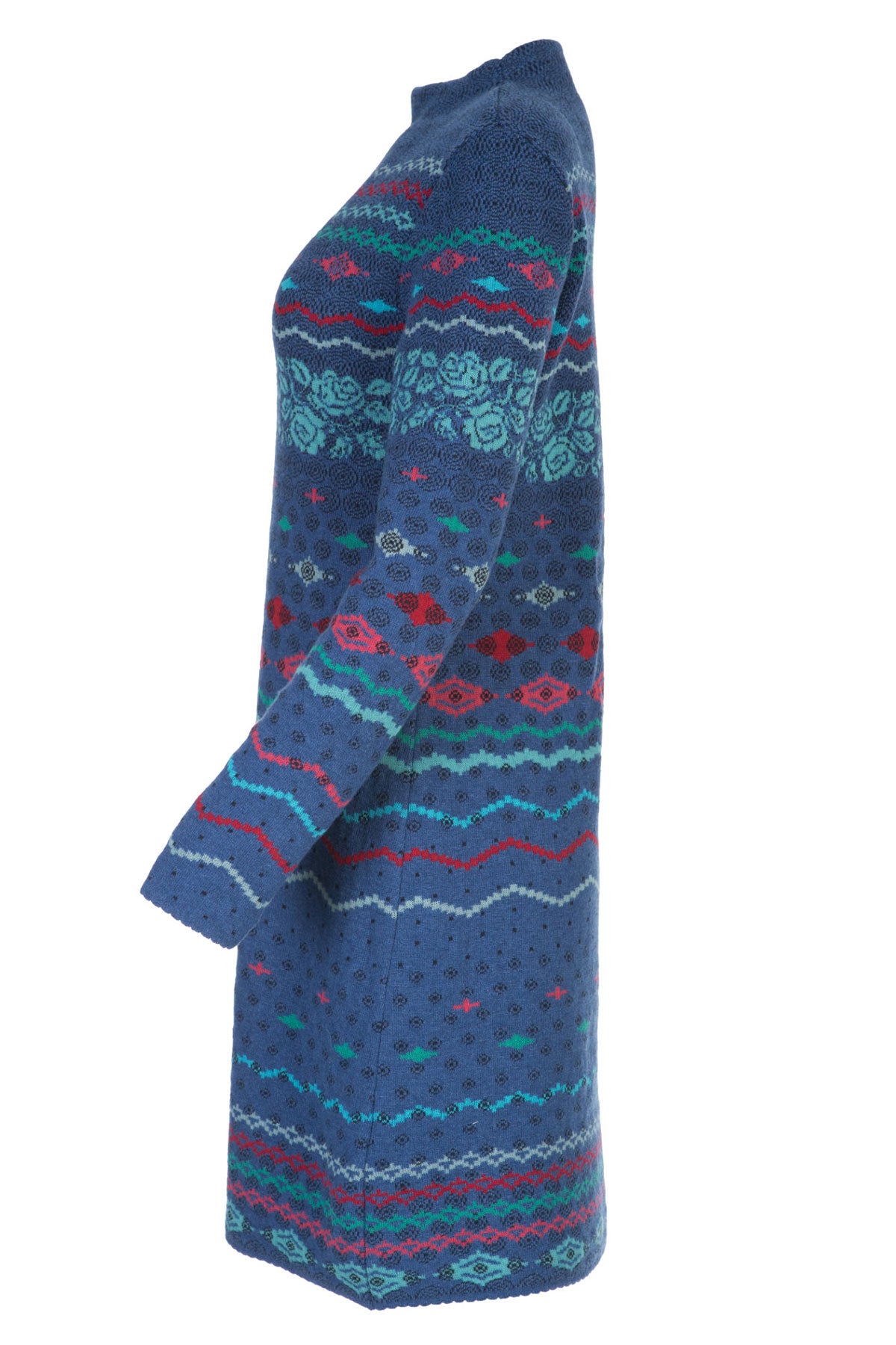 Dunque Jacquard Kleid erhöhte Kragen Wolle Bio Baumwolle