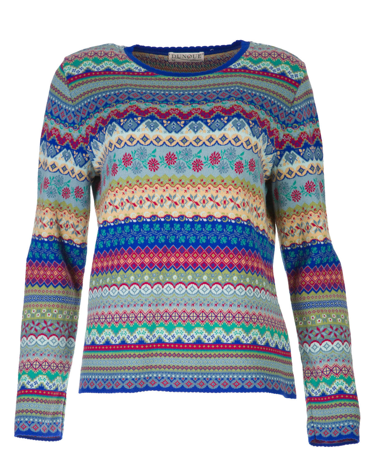 Dunque Damen Jacquard Strick-Pullover reine Bio Baumwolle