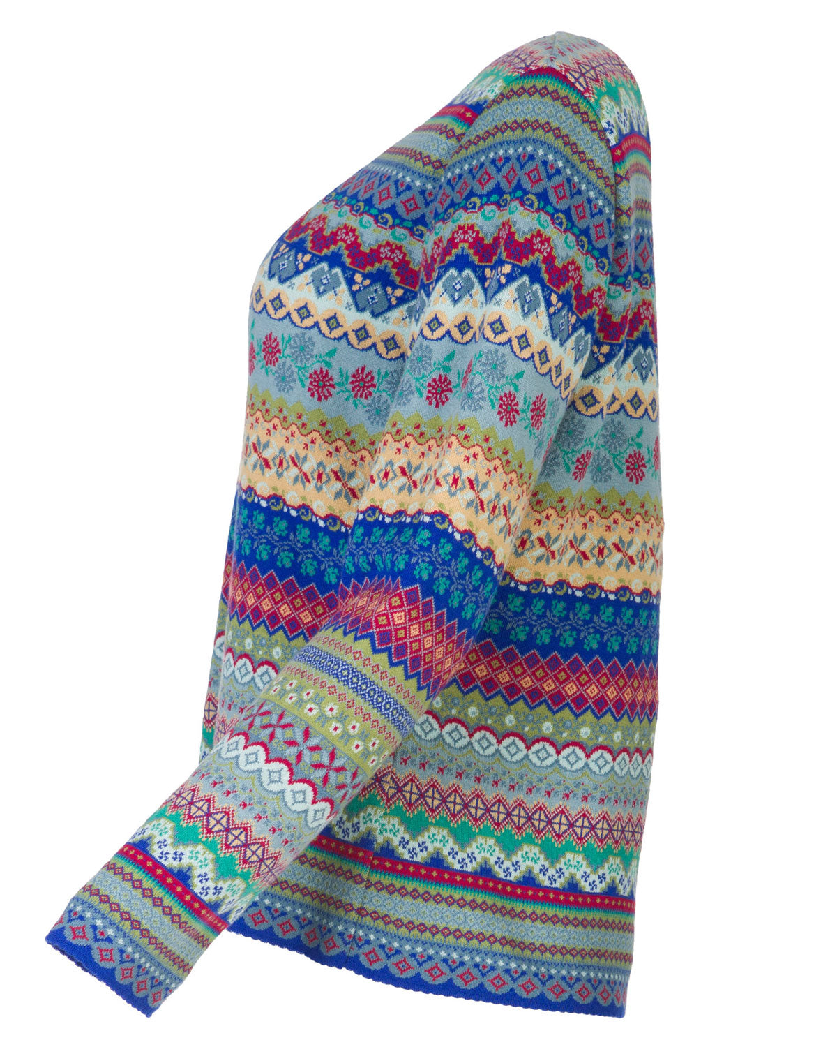 Dunque Damen Jacquard Strick-Pullover reine Bio Baumwolle