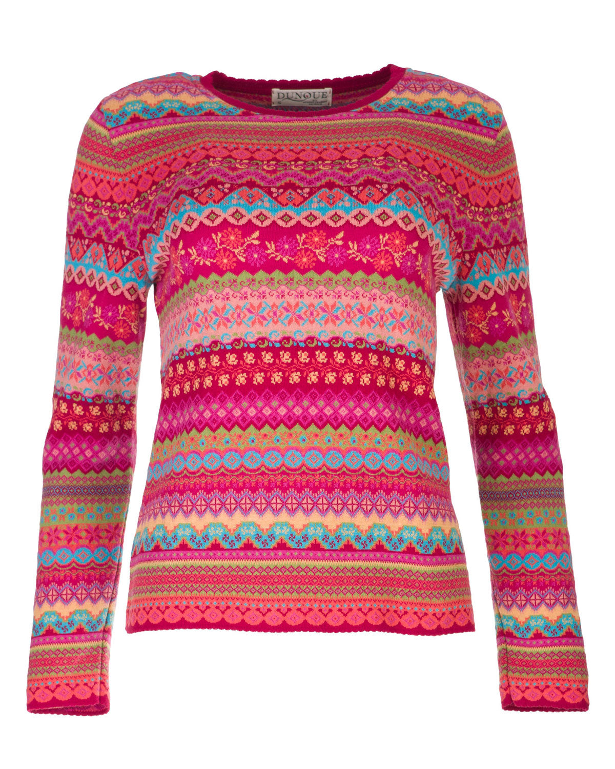 Dunque Damen Jacquard Strick-Pullover reine Bio Baumwolle