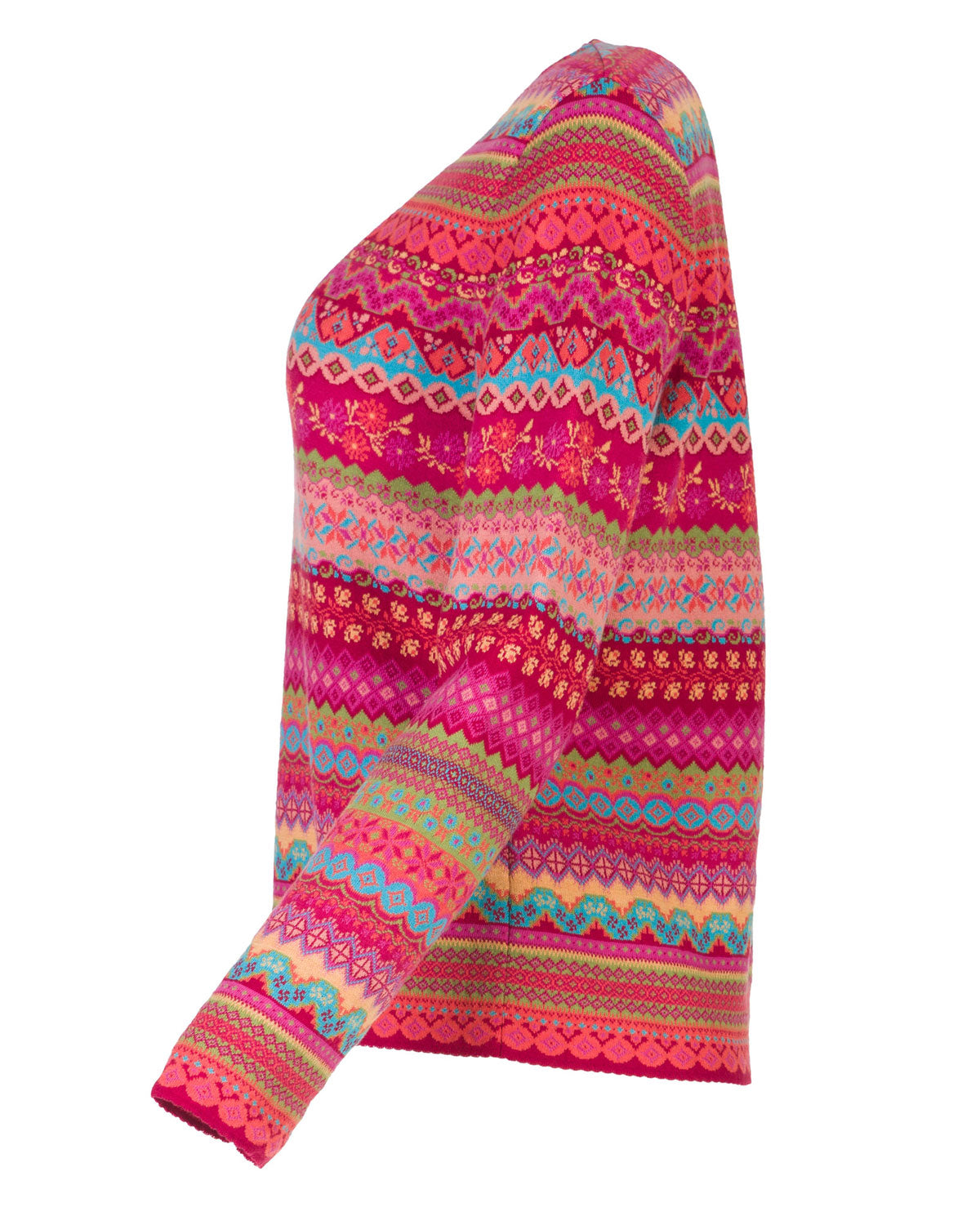 Dunque Damen Jacquard Strick-Pullover reine Bio Baumwolle