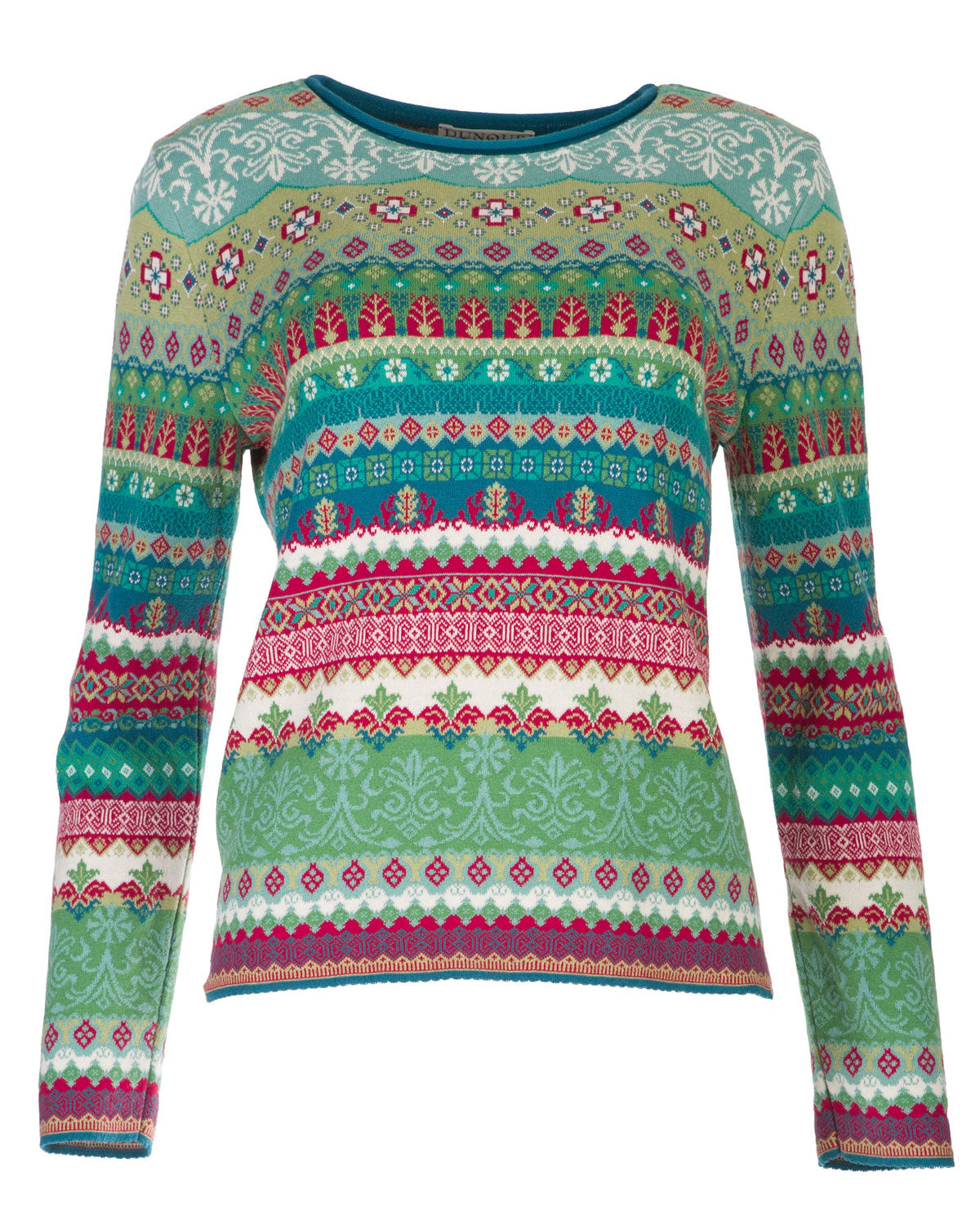 Dunque Damen Jacquard-Pullover reine Bio-Baumwolle