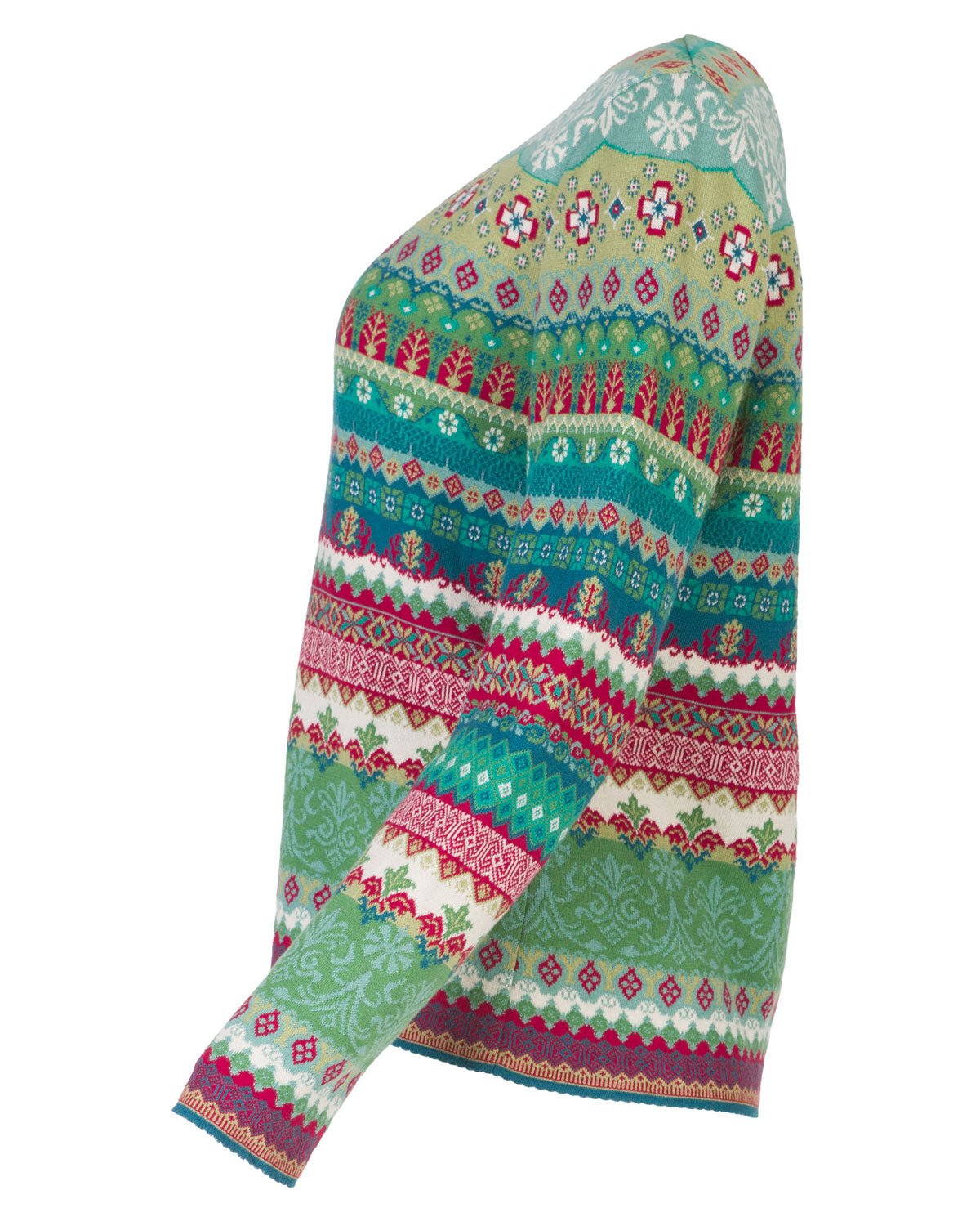 Dunque Damen Jacquard-Pullover reine Bio-Baumwolle