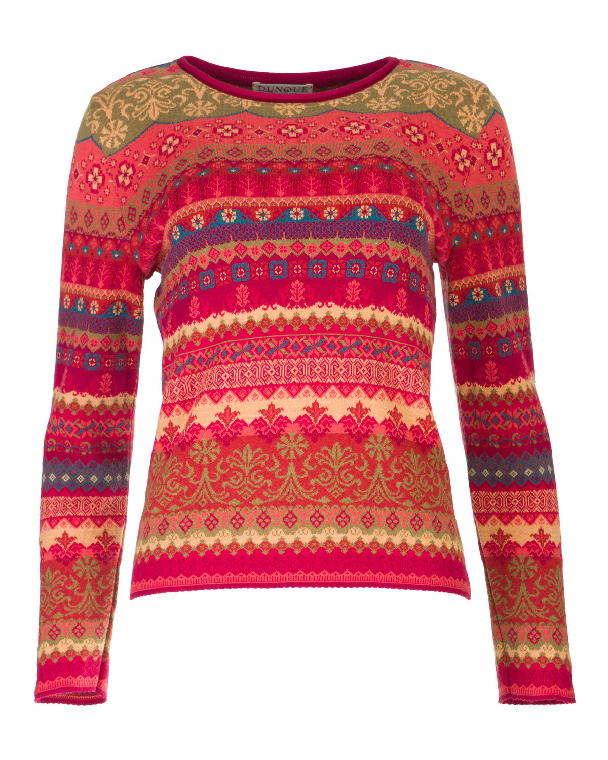 Dunque Damen Jacquard-Pullover reine Bio-Baumwolle