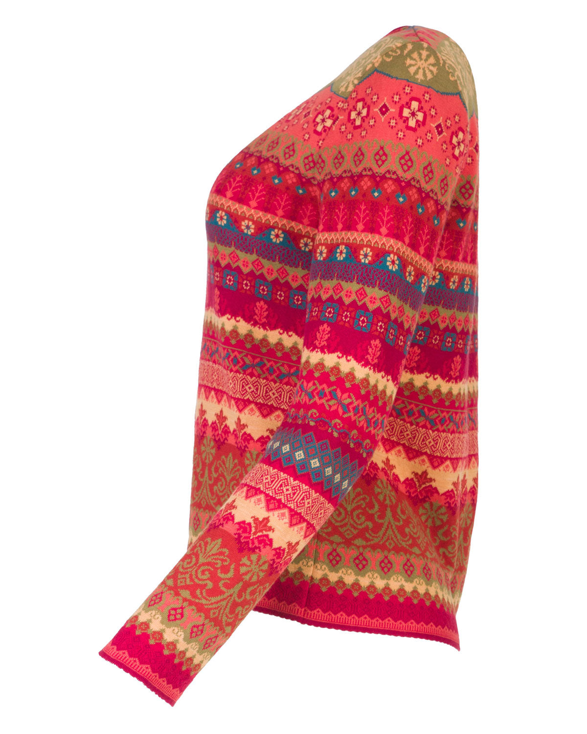 Dunque Damen Jacquard-Pullover reine Bio-Baumwolle