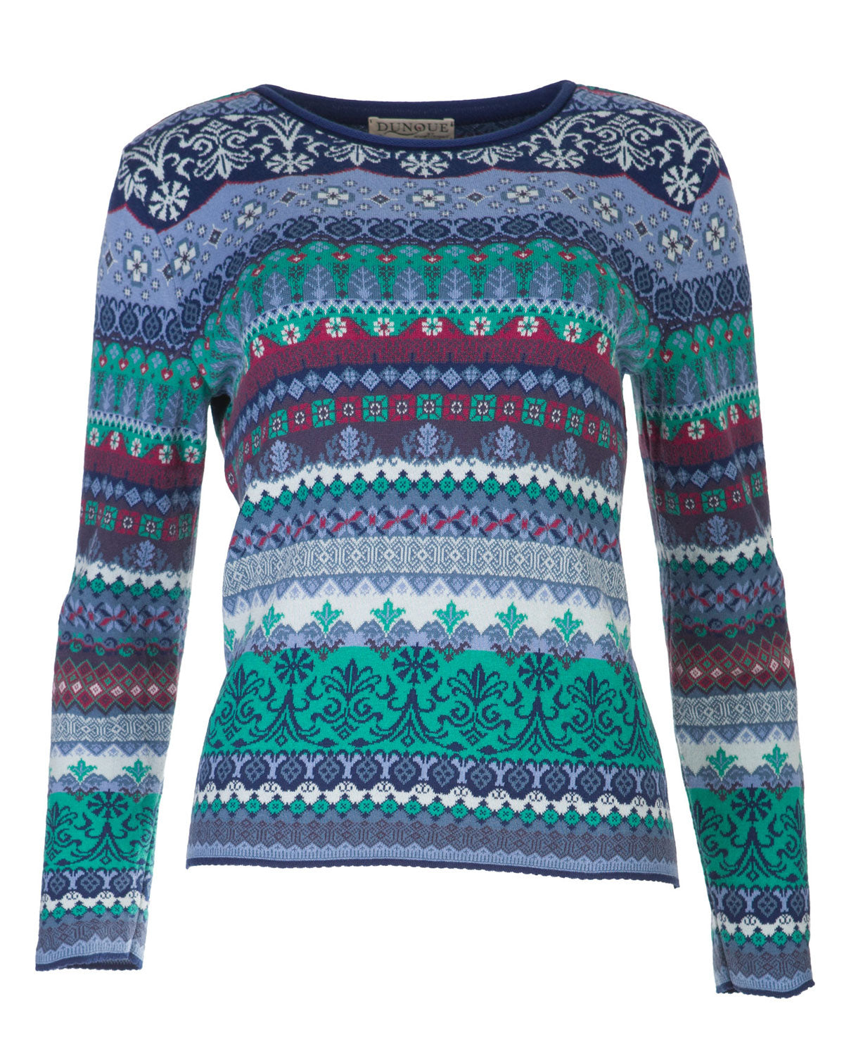 Dunque Damen Jacquard-Pullover reine Bio-Baumwolle