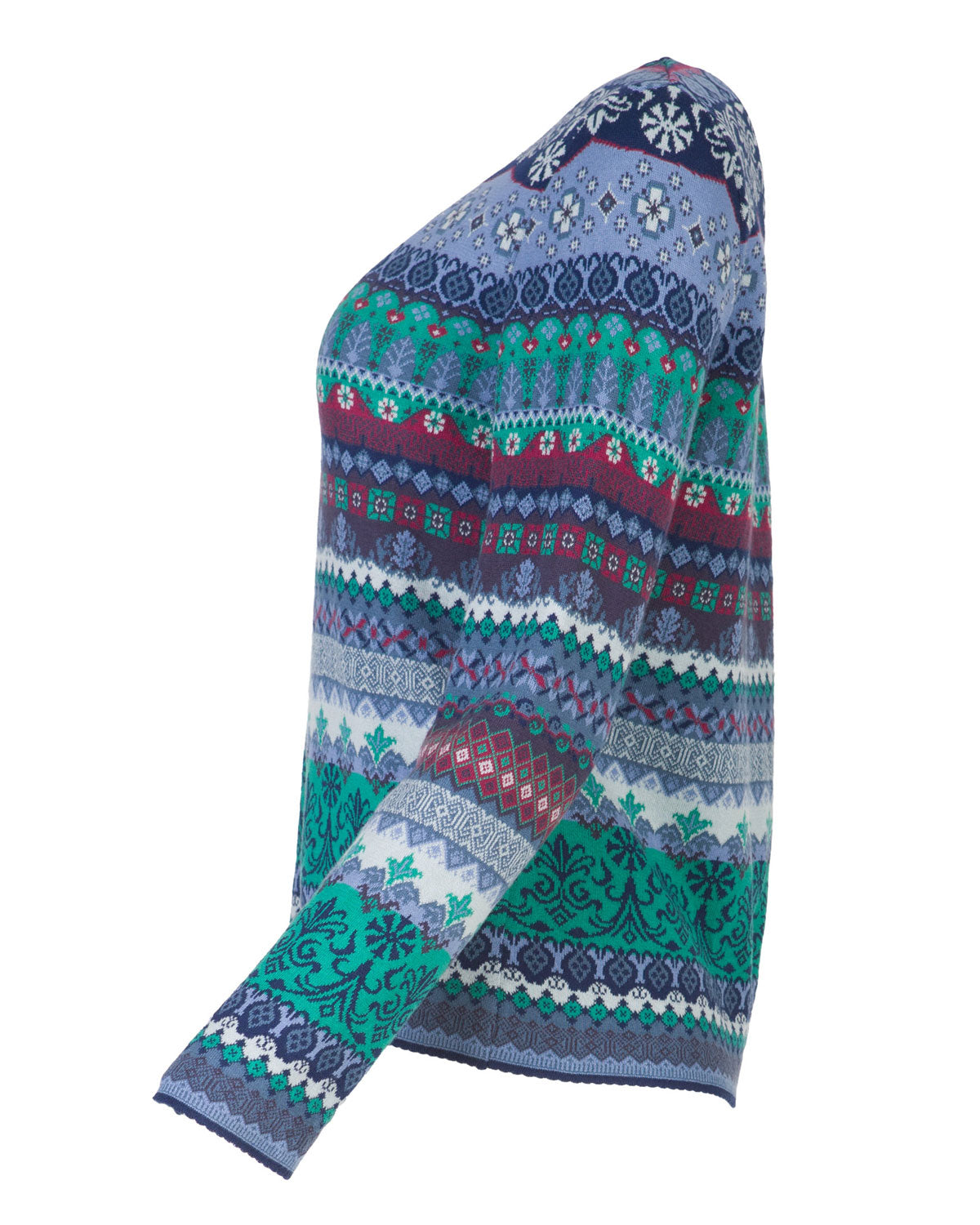 Dunque Damen Jacquard-Pullover reine Bio-Baumwolle