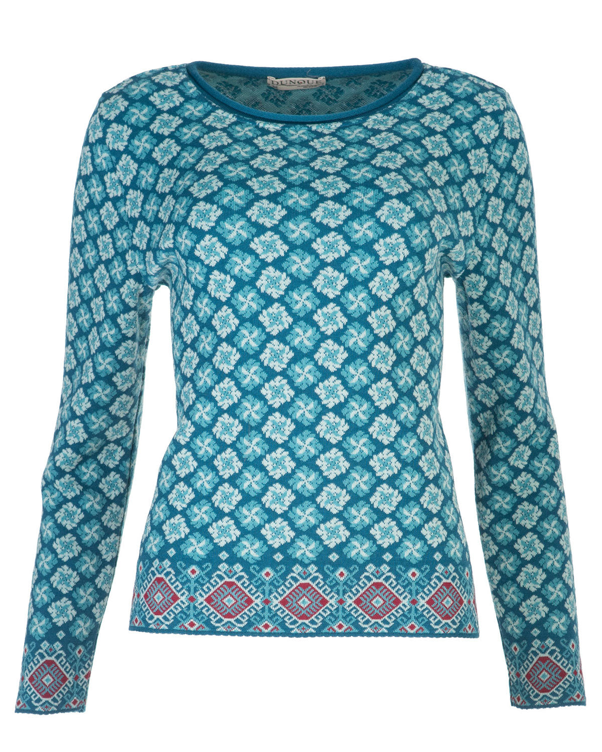 Dunque Damen Jacquard Pullover kbT-Merino Bio Baumwolle