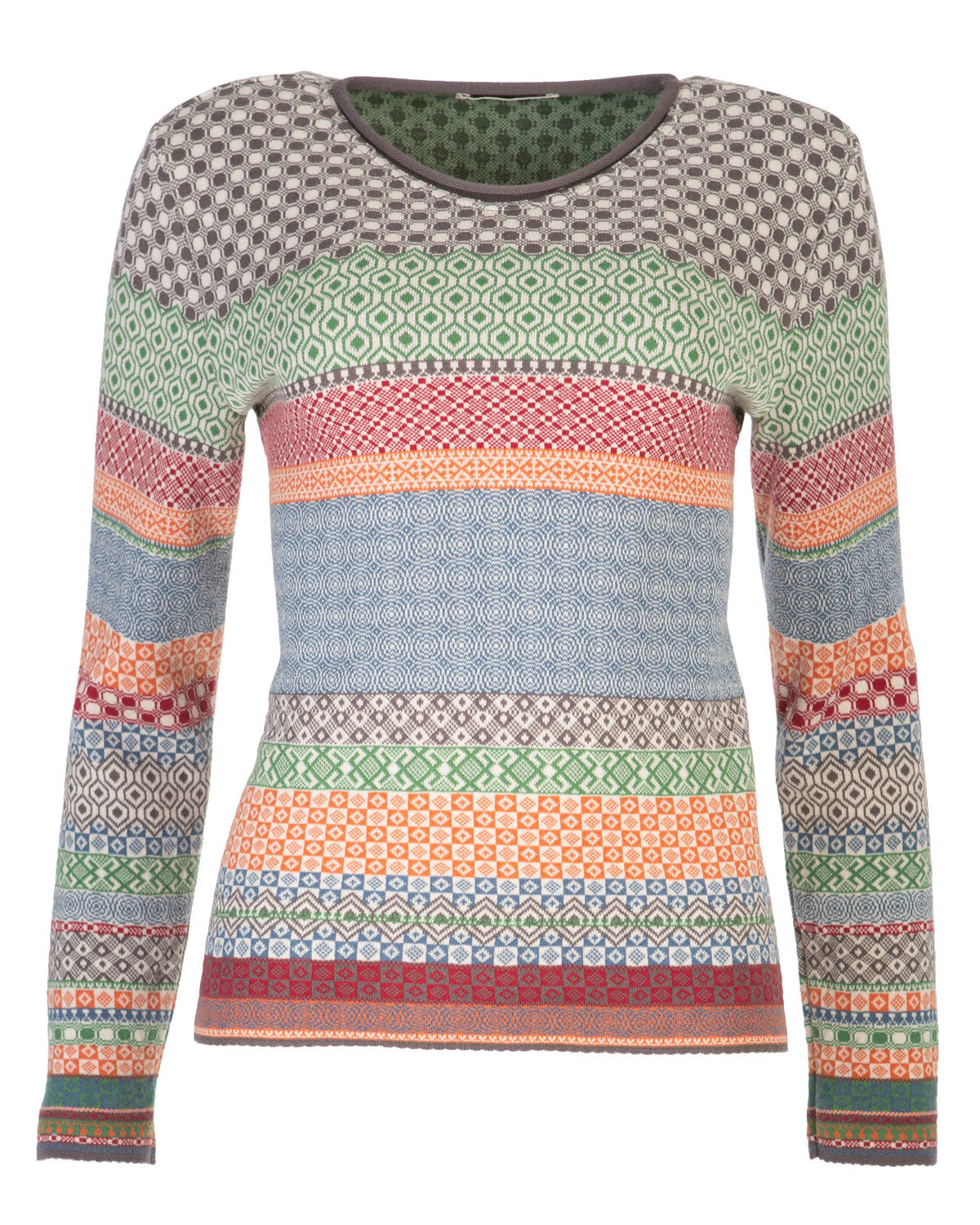 Dunque Damen Jacquard Strick-Pullover Bio Baumwolle