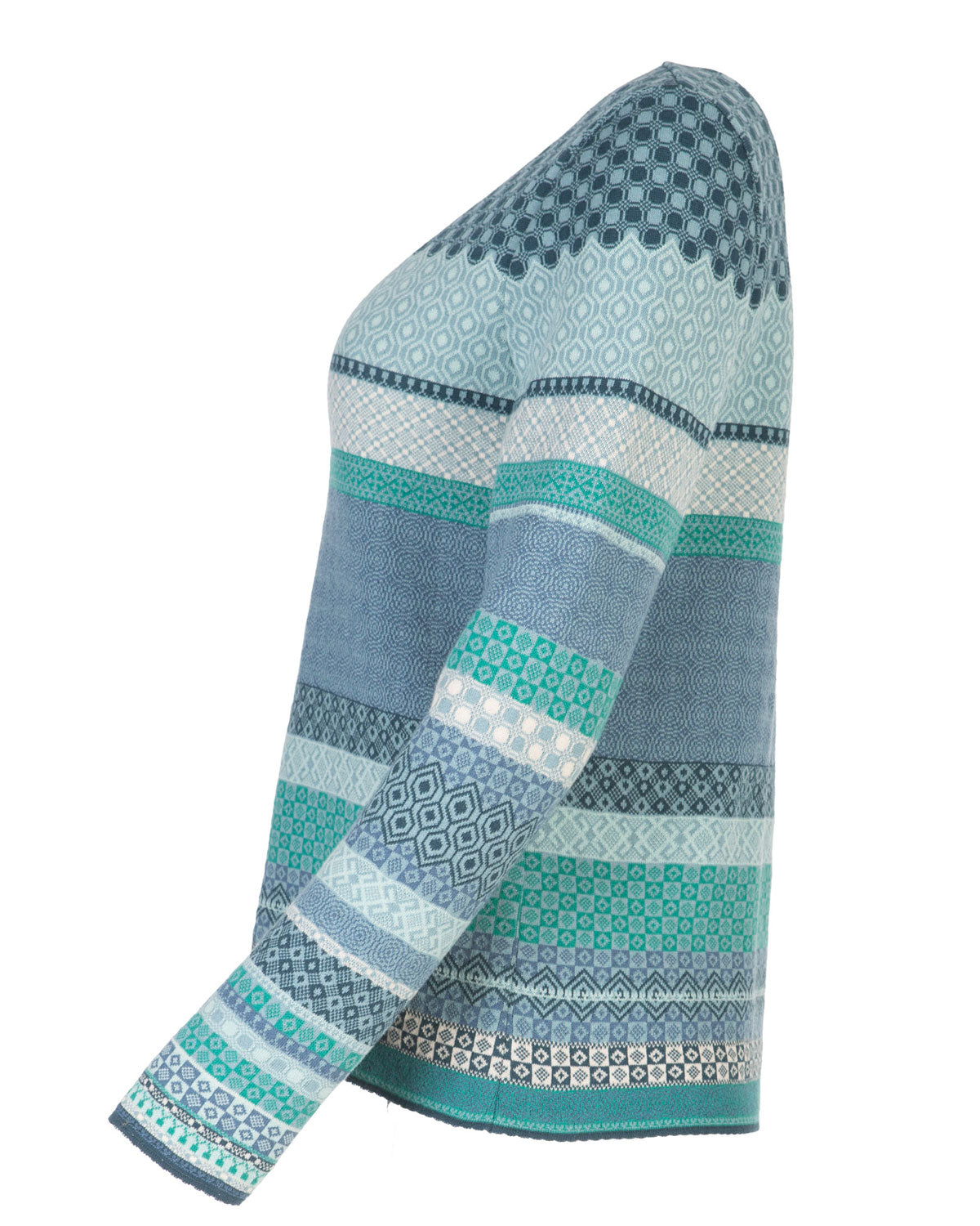 Dunque Damen Jacquard Strick-Pullover Bio Baumwolle