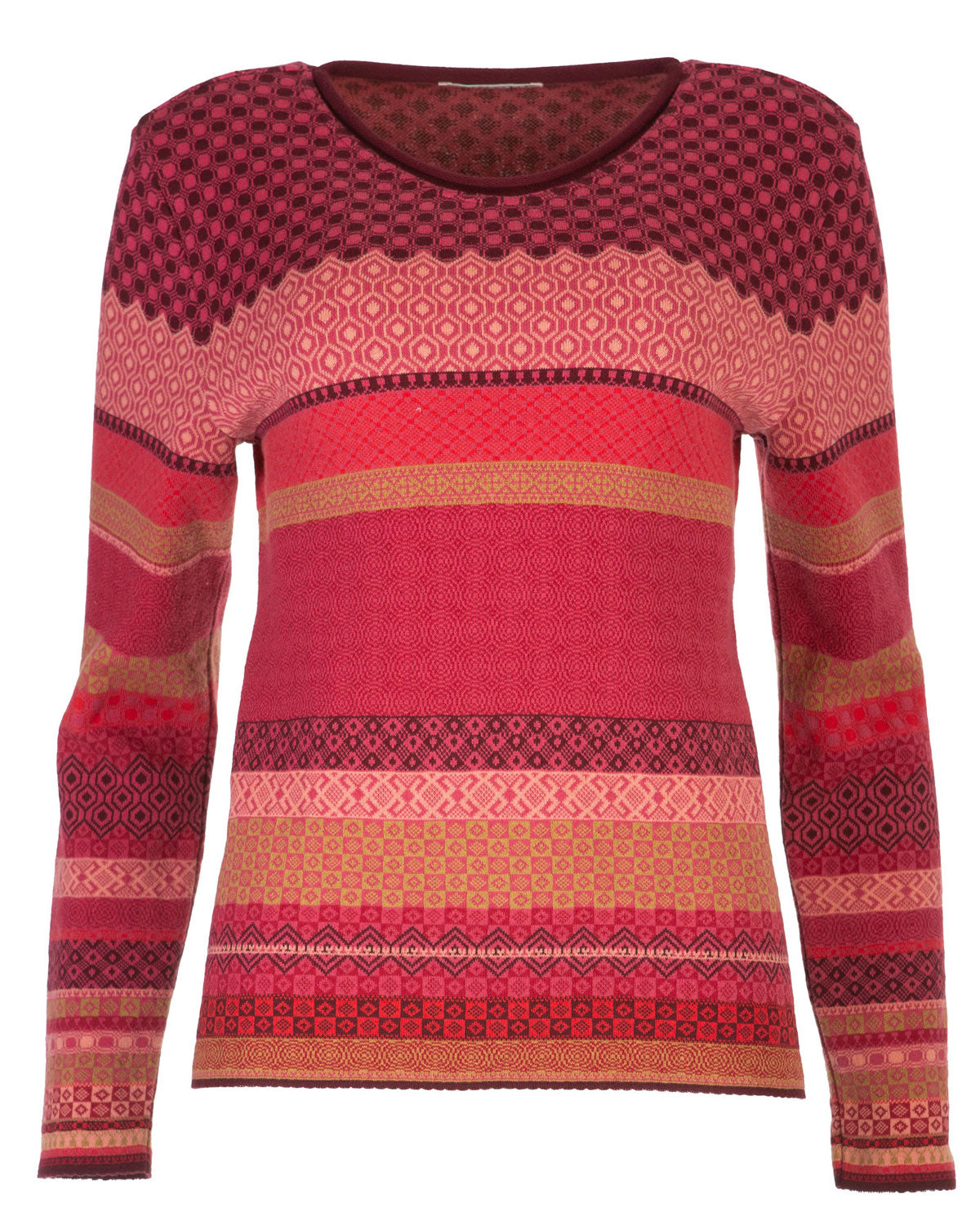 Dunque Damen Jacquard Strick-Pullover Bio Baumwolle