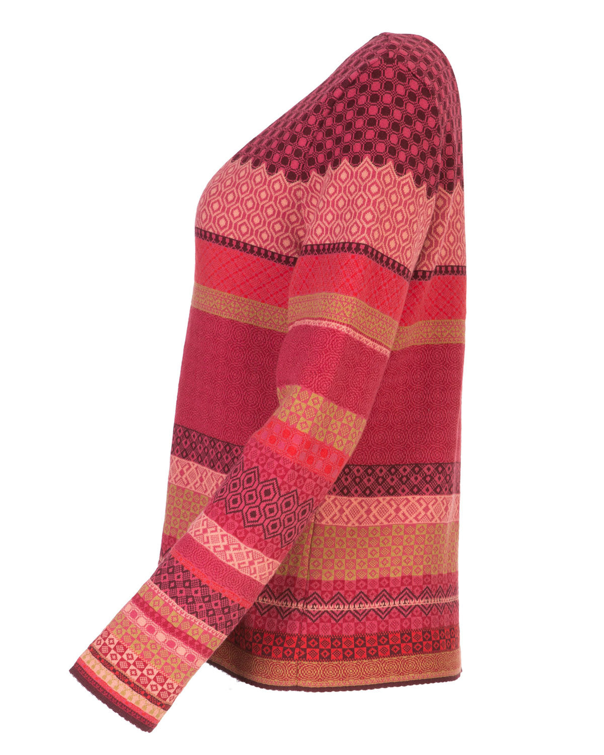 Dunque Damen Jacquard Strick-Pullover Bio Baumwolle