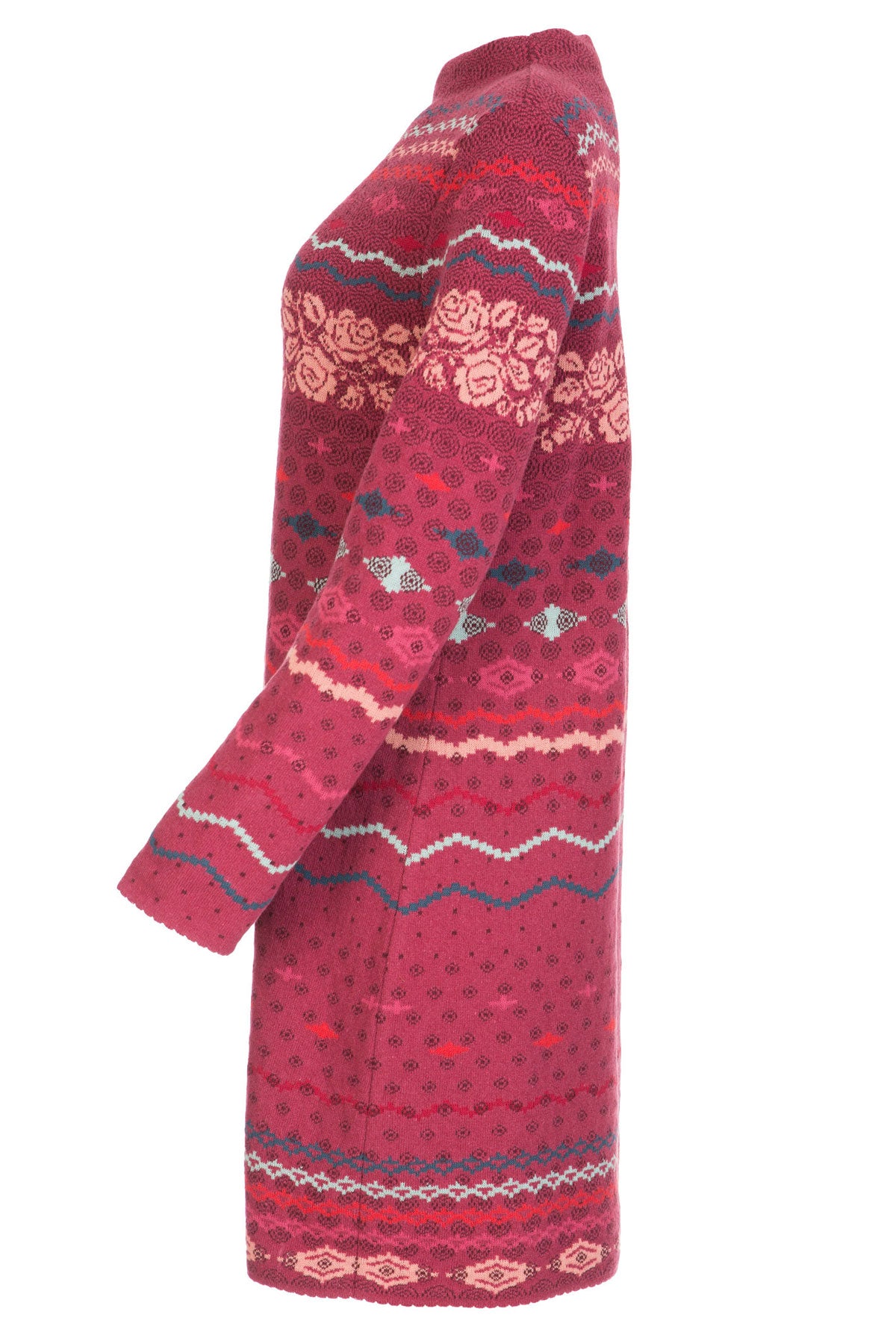 Dunque Jacquard Kleid erhöhte Kragen Wolle Bio Baumwolle