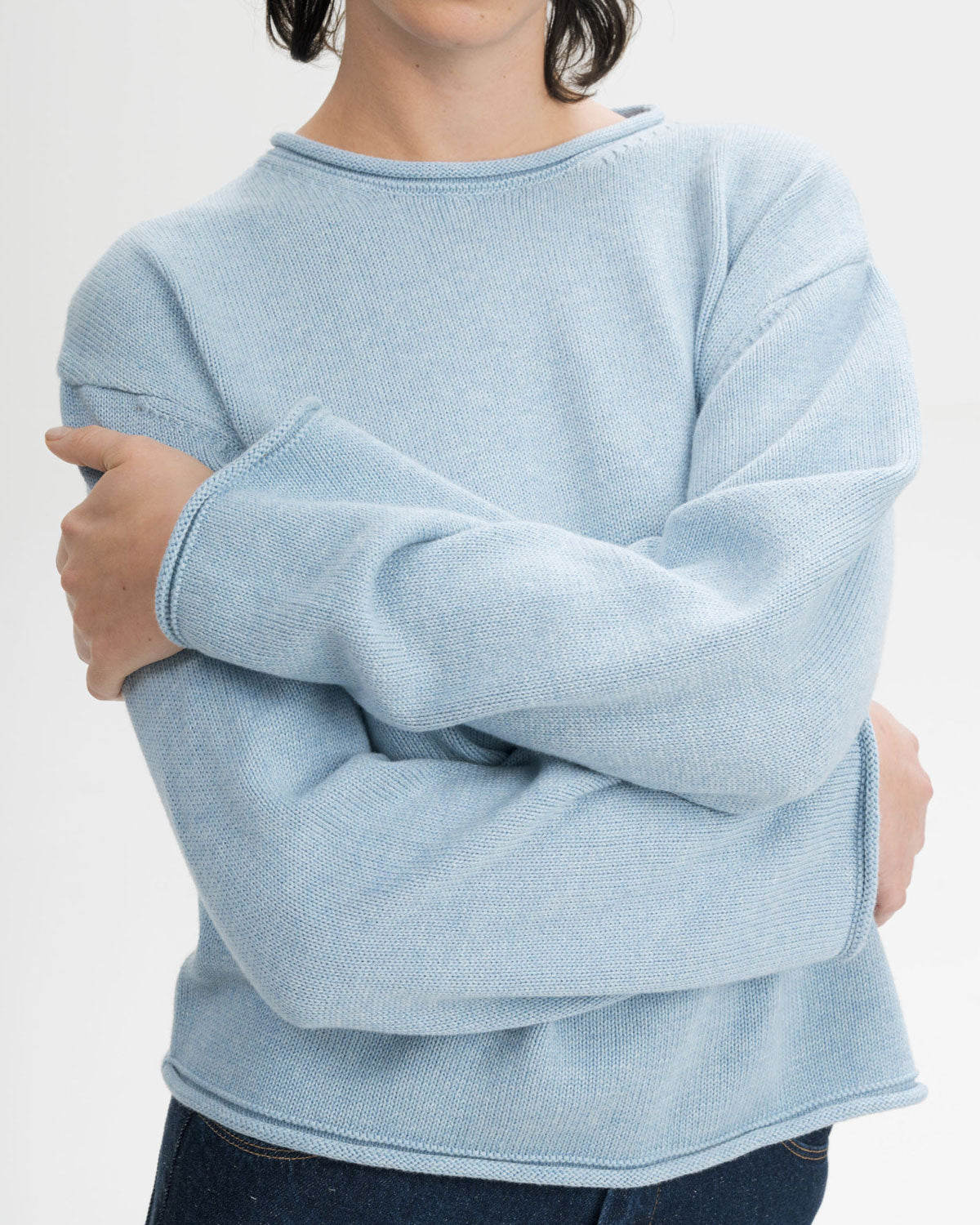 Mela Damen Rollsaum Strick Pullover Bio Baumwolle