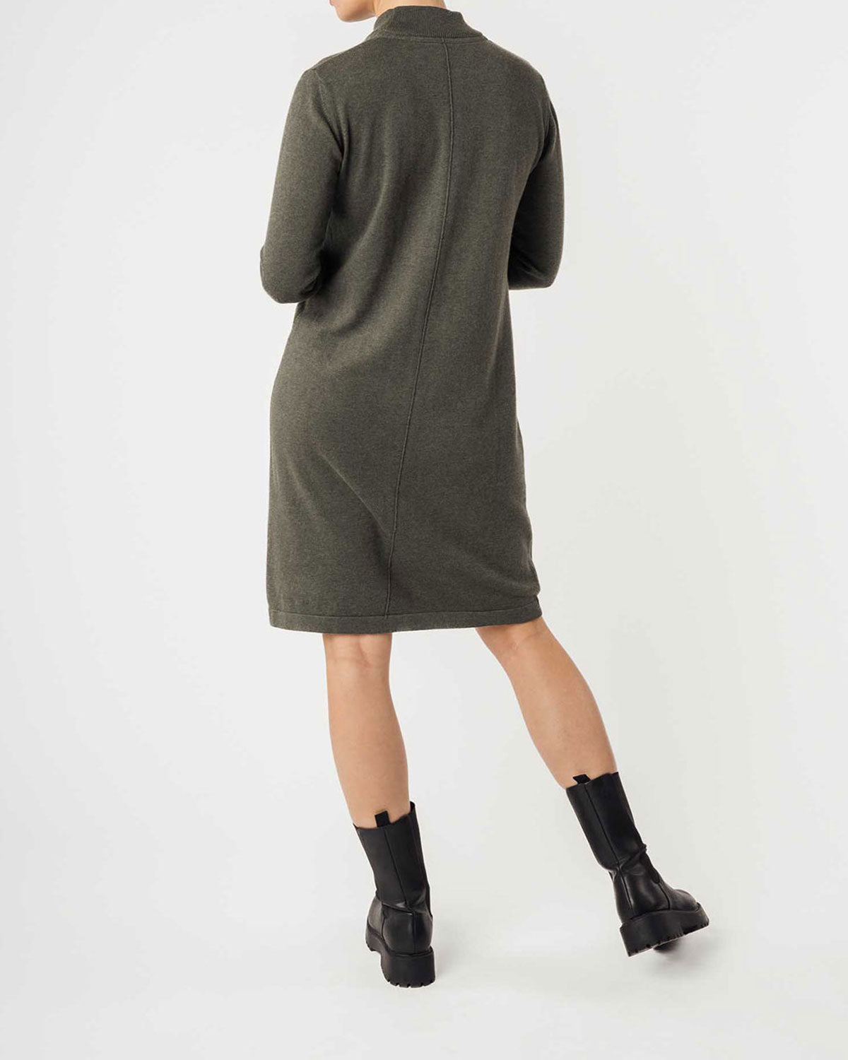 Mela Damen Bio Baumwolle Basic Stehkragen Feinstrick Kleid