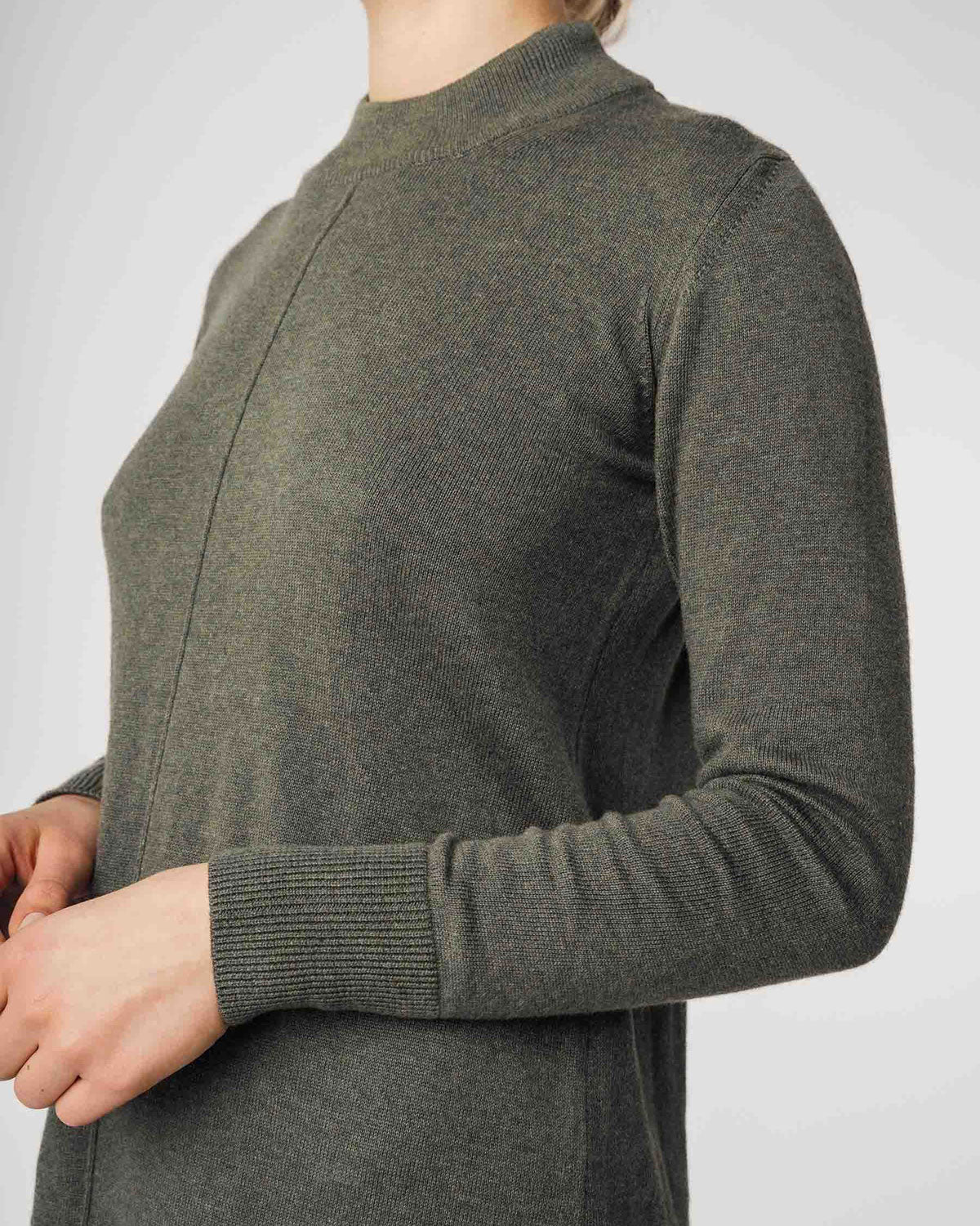 Mela Damen Bio Baumwolle Basic Stehkragen Feinstrick Kleid