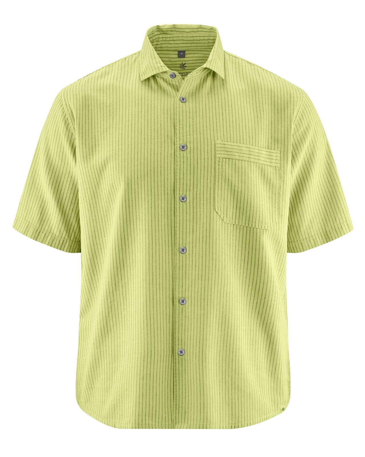 Hempage Herren Kurzarm Hemd geringelt Hanf Bio Baumwolle