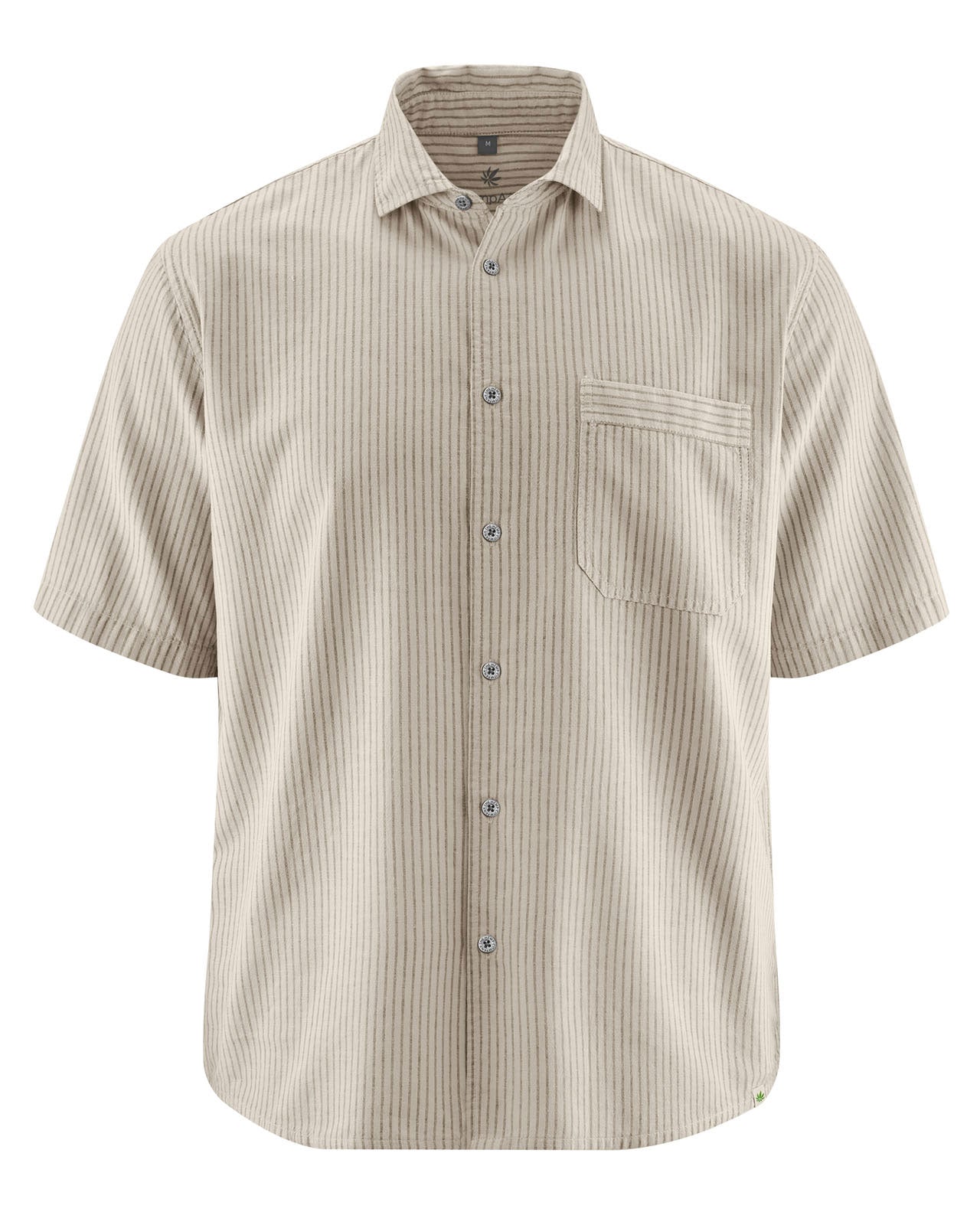 Hempage Herren Kurzarm Hemd geringelt Hanf Bio Baumwolle