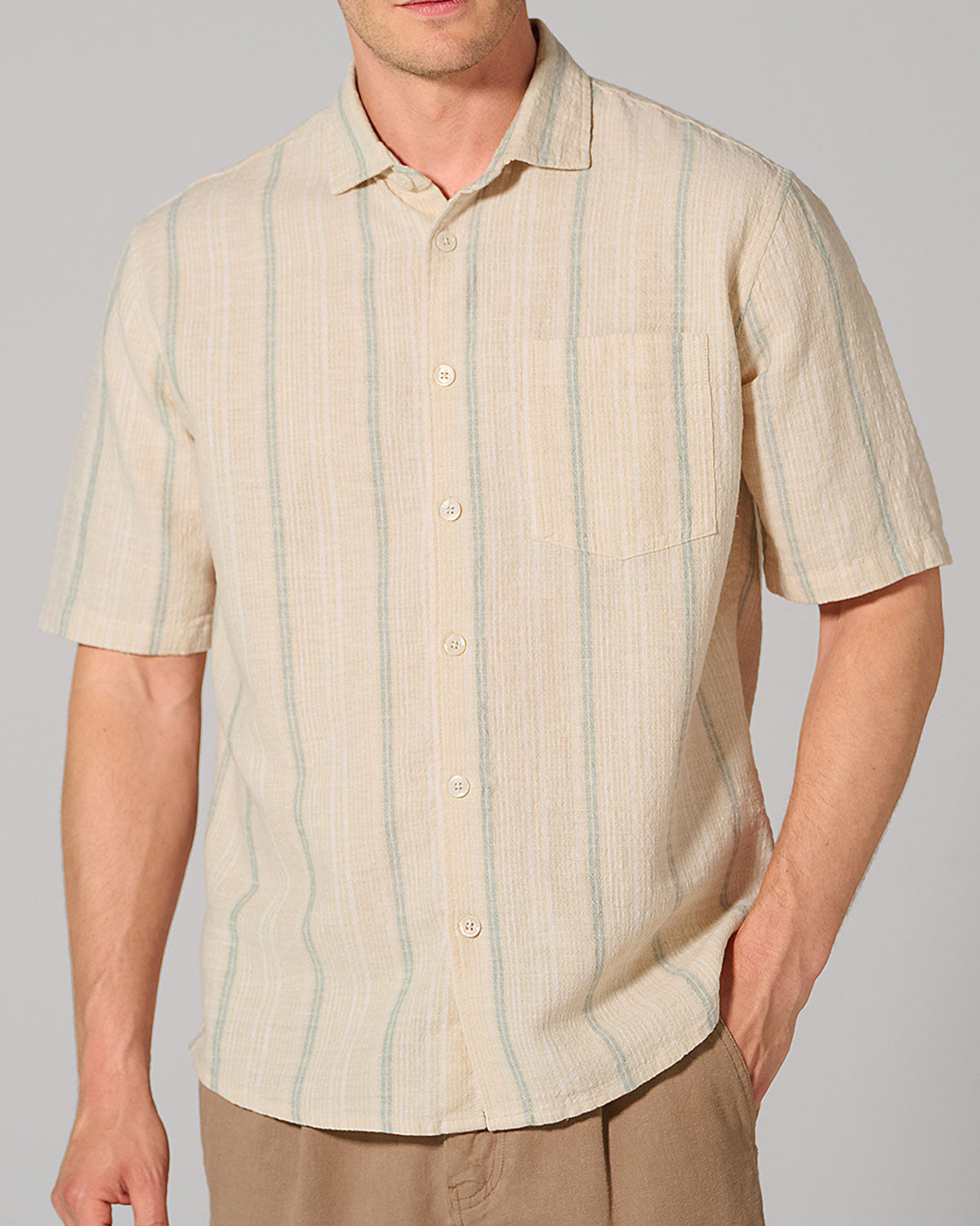 Herren Hemd Streifen Hanf Bio Baumwolle