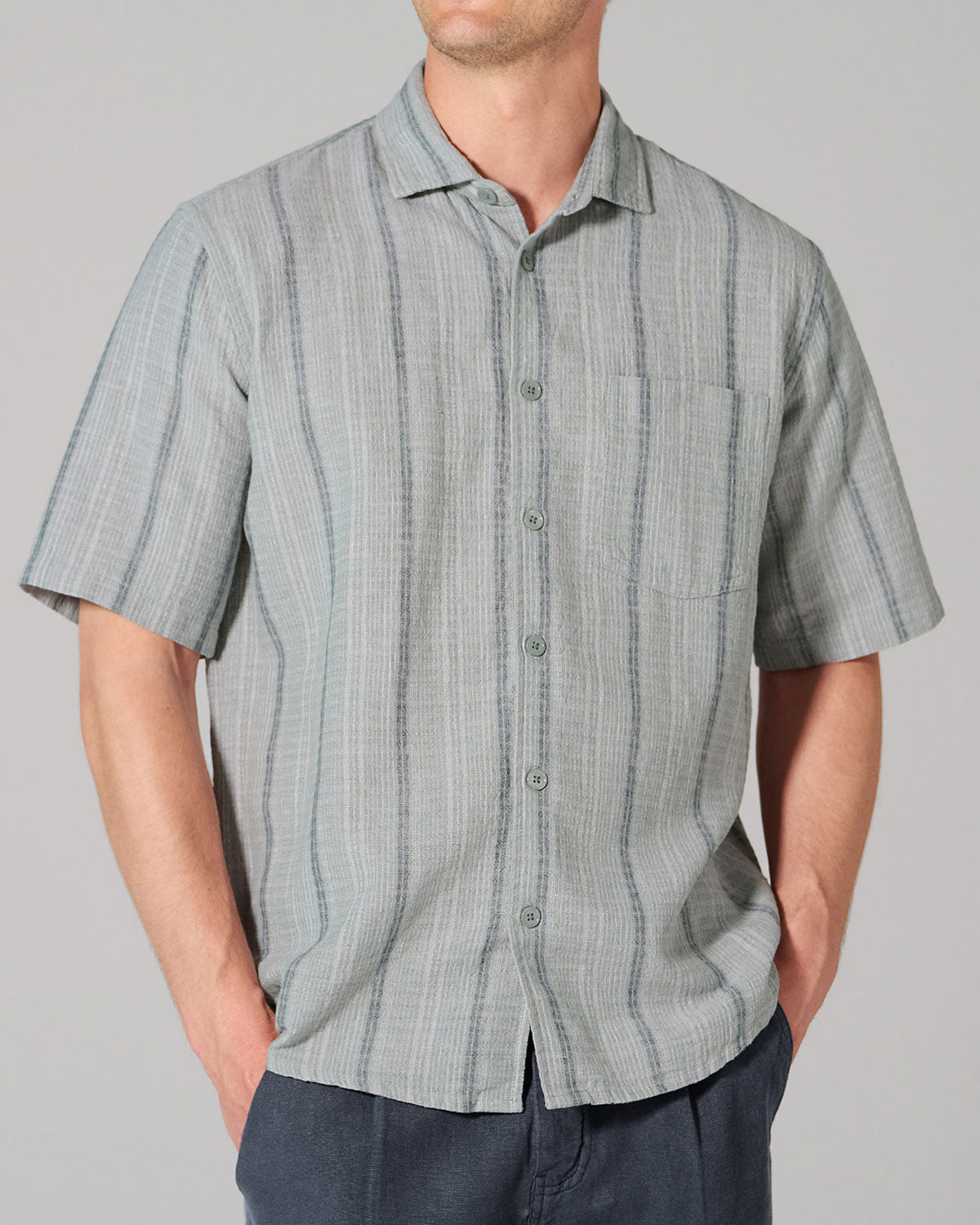 Herren Hemd Streifen Hanf Bio Baumwolle