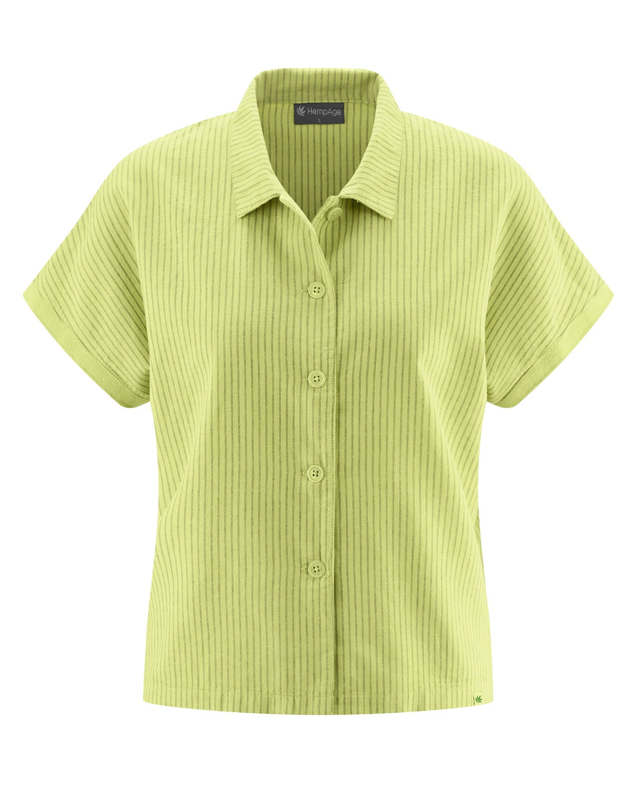 HempAge Damen Bluse Kurzarm geringelt Hanf Bio Baumwolle