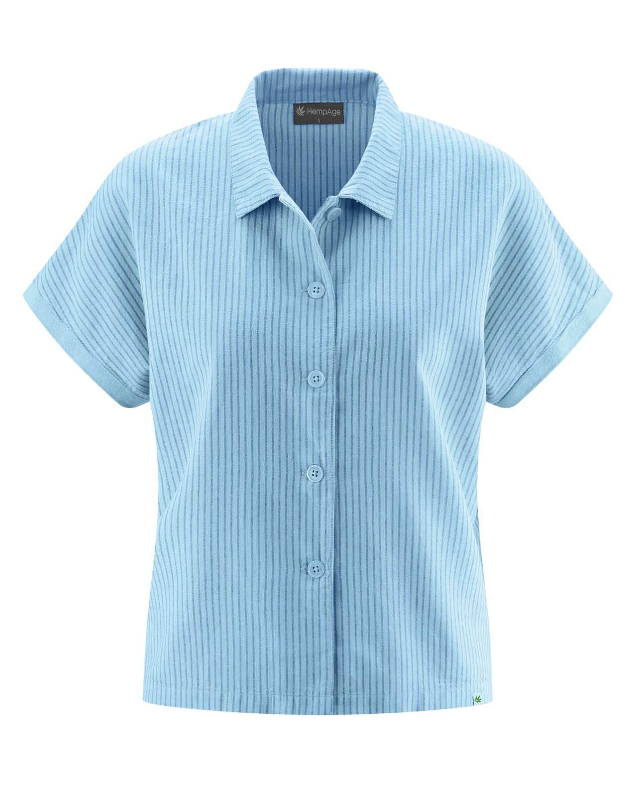 HempAge Damen Bluse Kurzarm geringelt Hanf Bio Baumwolle