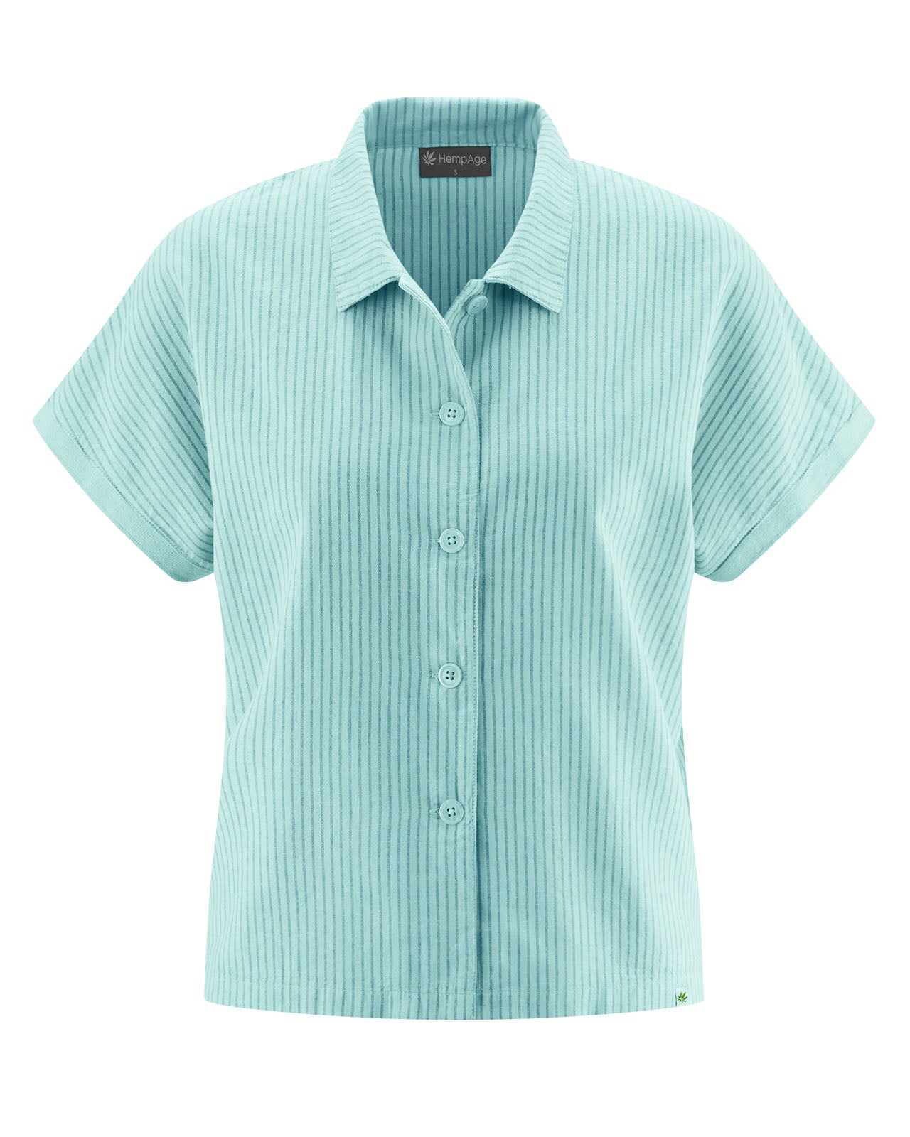 HempAge Damen Bluse Kurzarm geringelt Hanf Bio Baumwolle