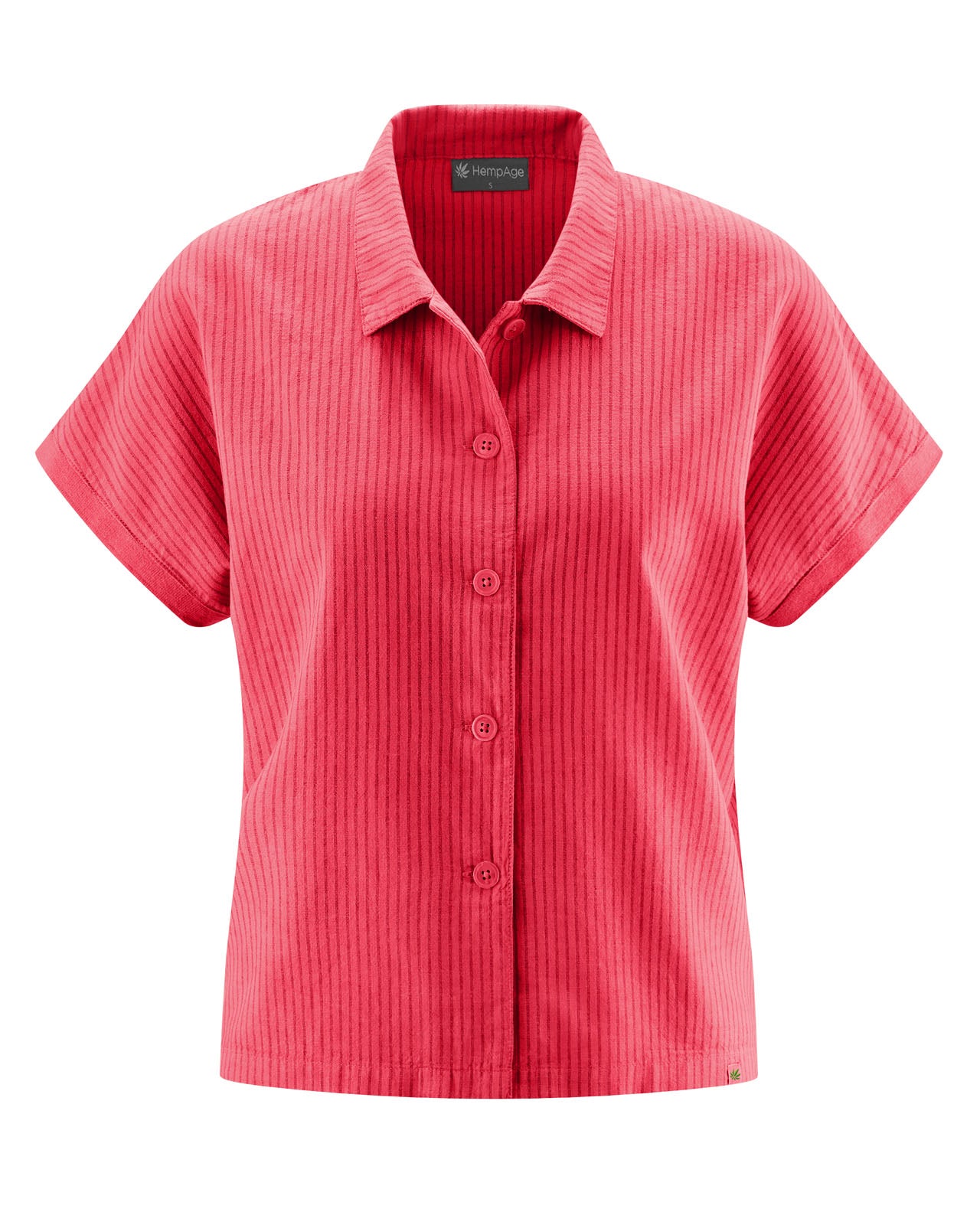 HempAge Damen Bluse Kurzarm geringelt Hanf Bio Baumwolle