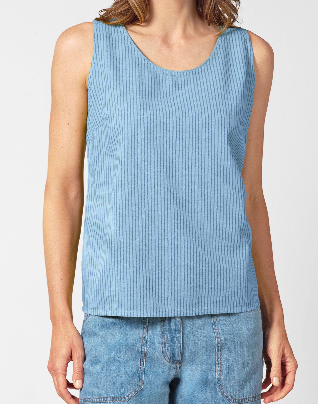 Hempage Damen Tank Top geringelt Hanf Bio Baumwolle