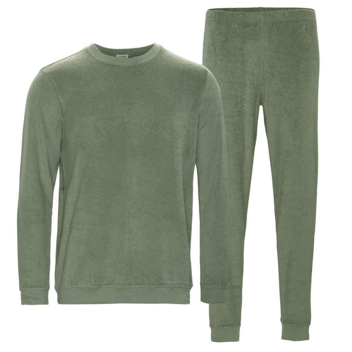 Living Crafts Herren Frottee-Pyjama Bio Baumwolle